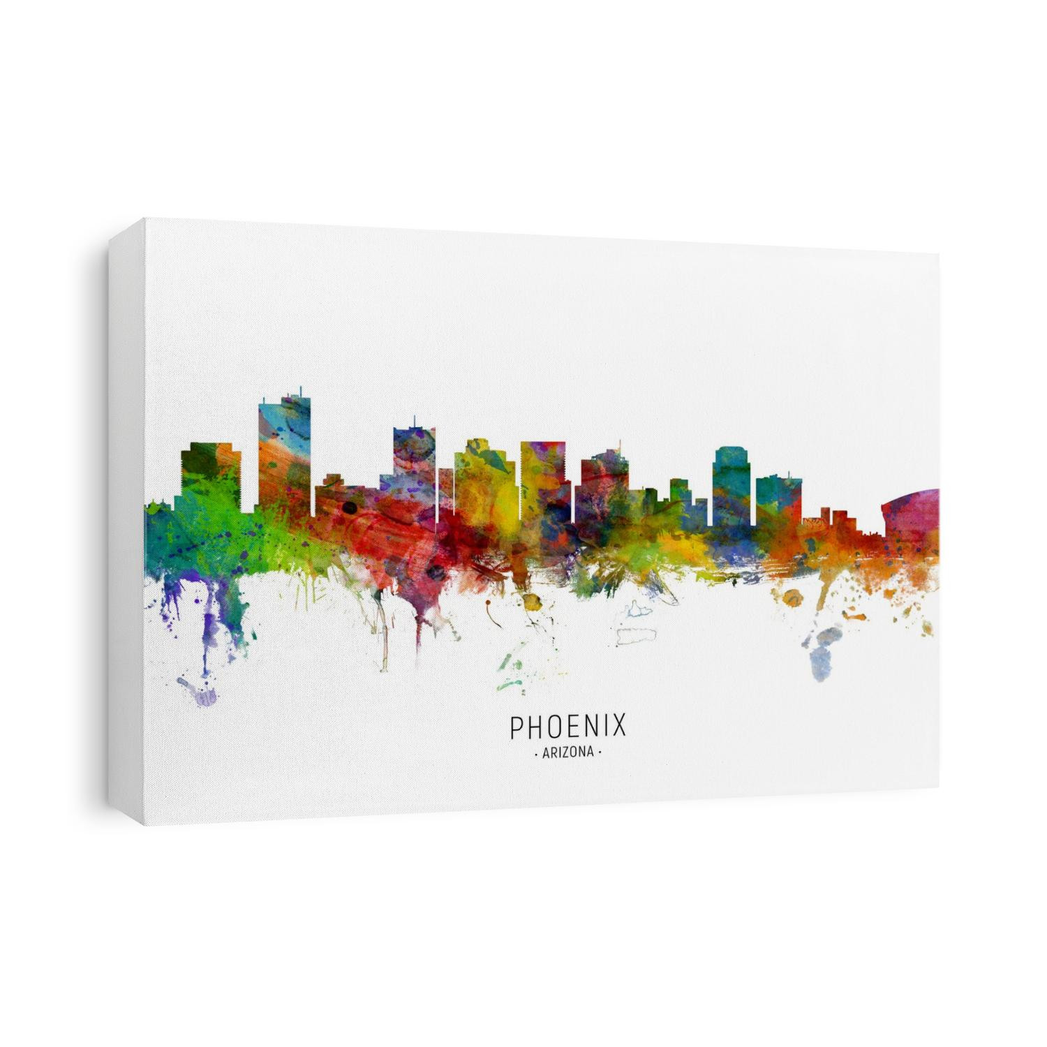 Watercolor art print of the skyline of Phoenix, Arizona, United States
