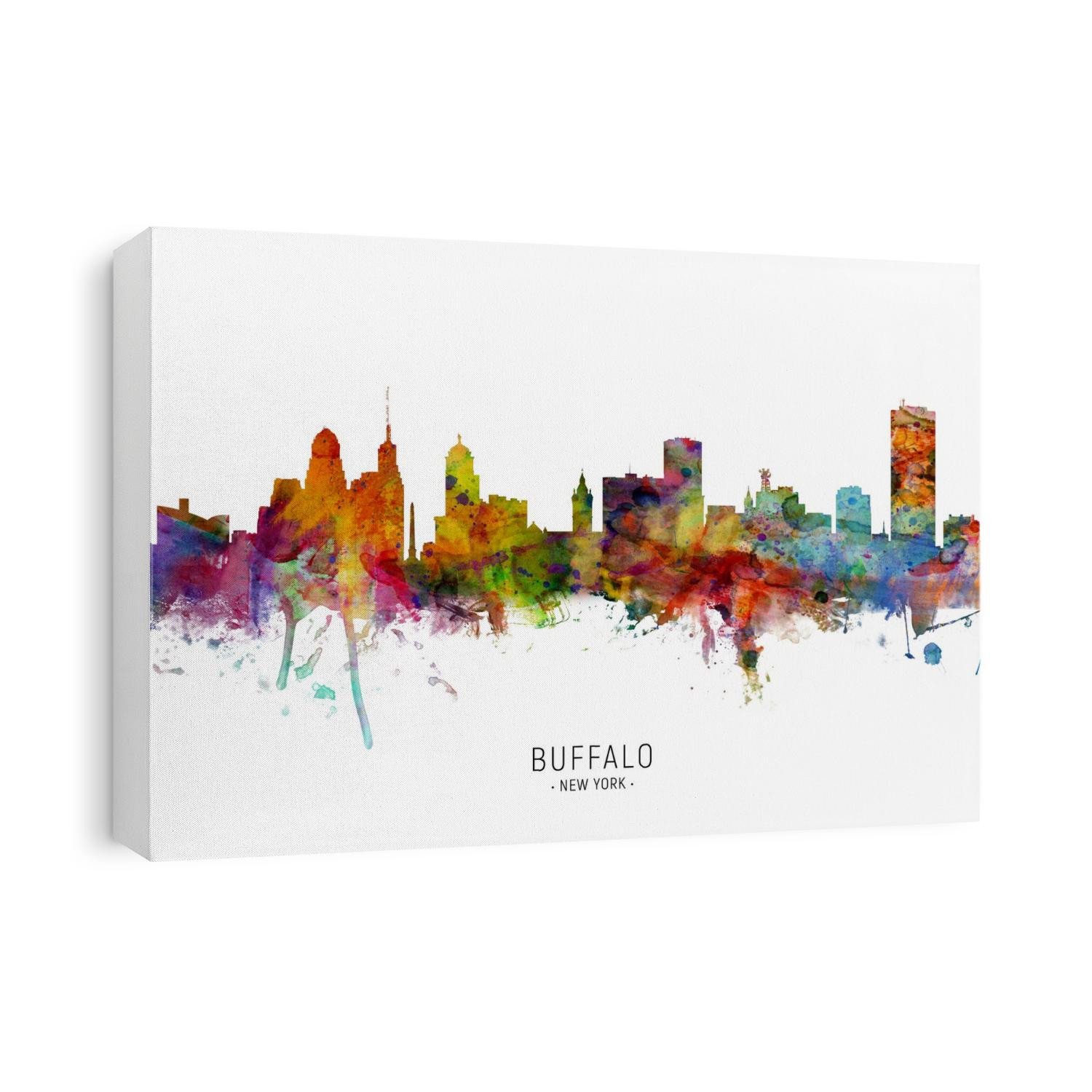 Watercolor art print of the skyline of Buffalo, New York, United States