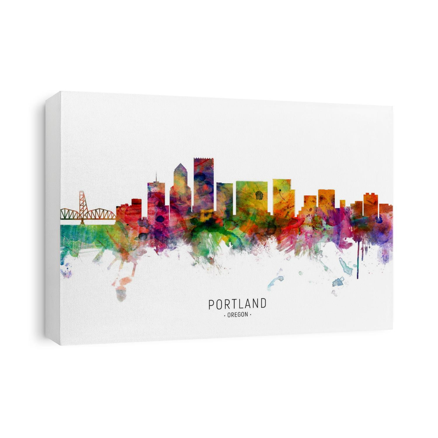 Watercolor art print of the skyline of Portland, Oregon, United States