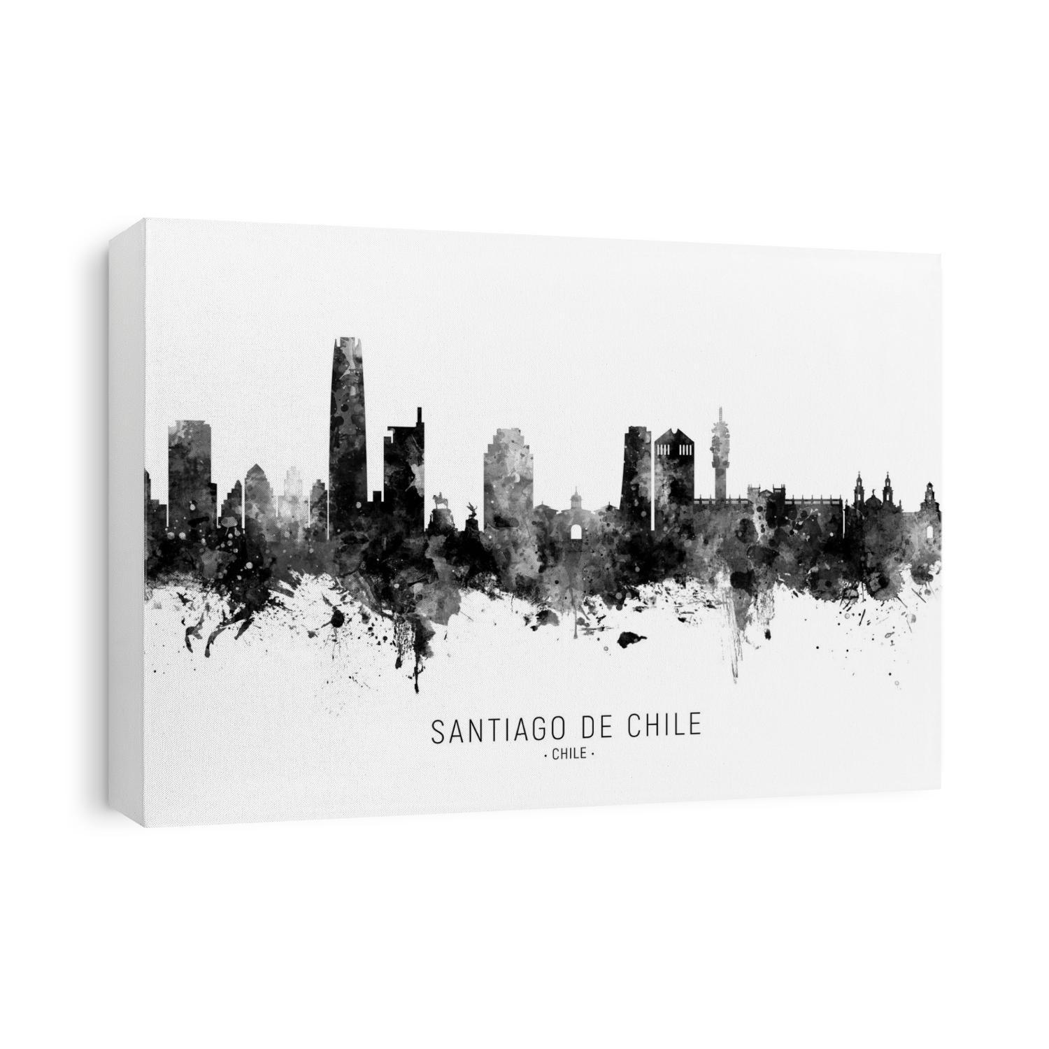 Watercolor art print of the skyline of Santiago de Chile, Chile
