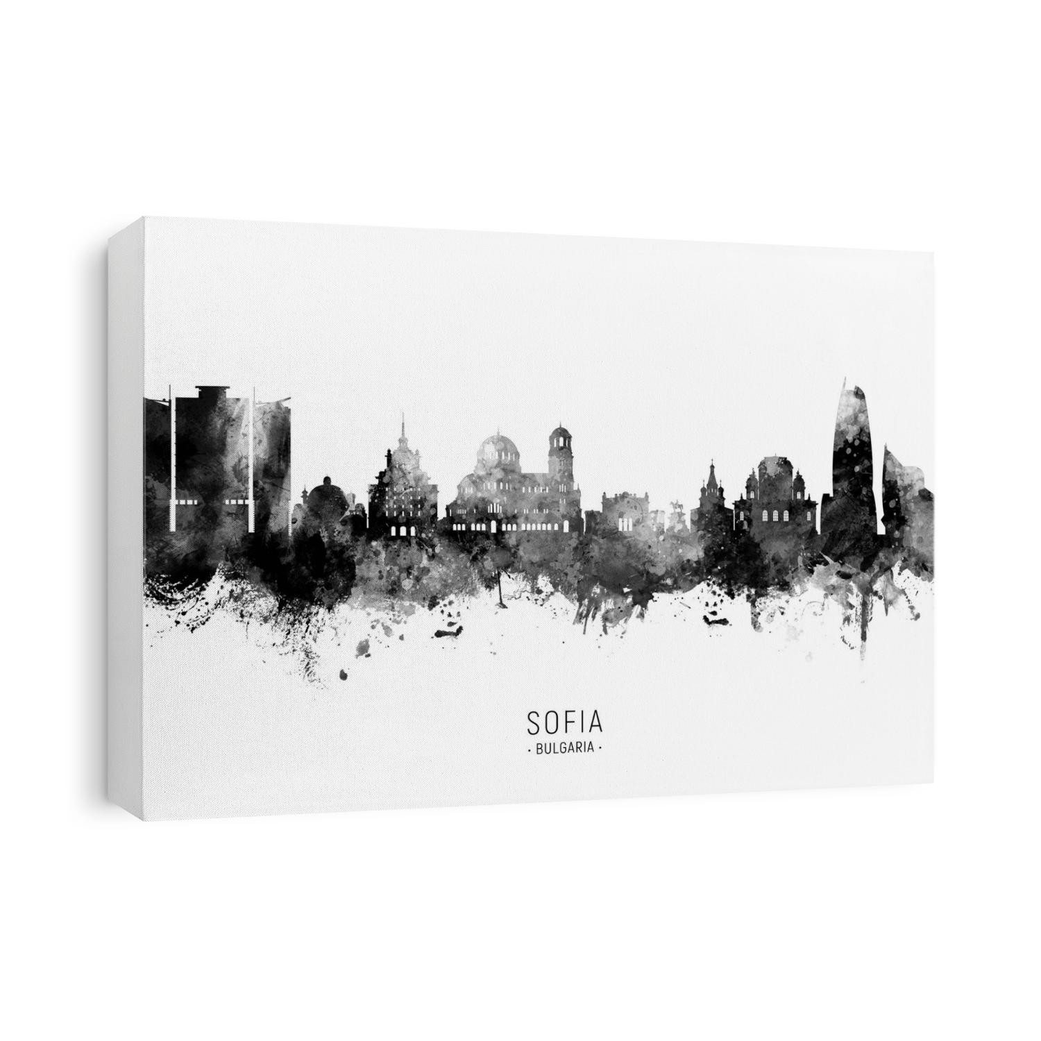 Watercolor art print of the skyline of Sofia, Bulgaria
