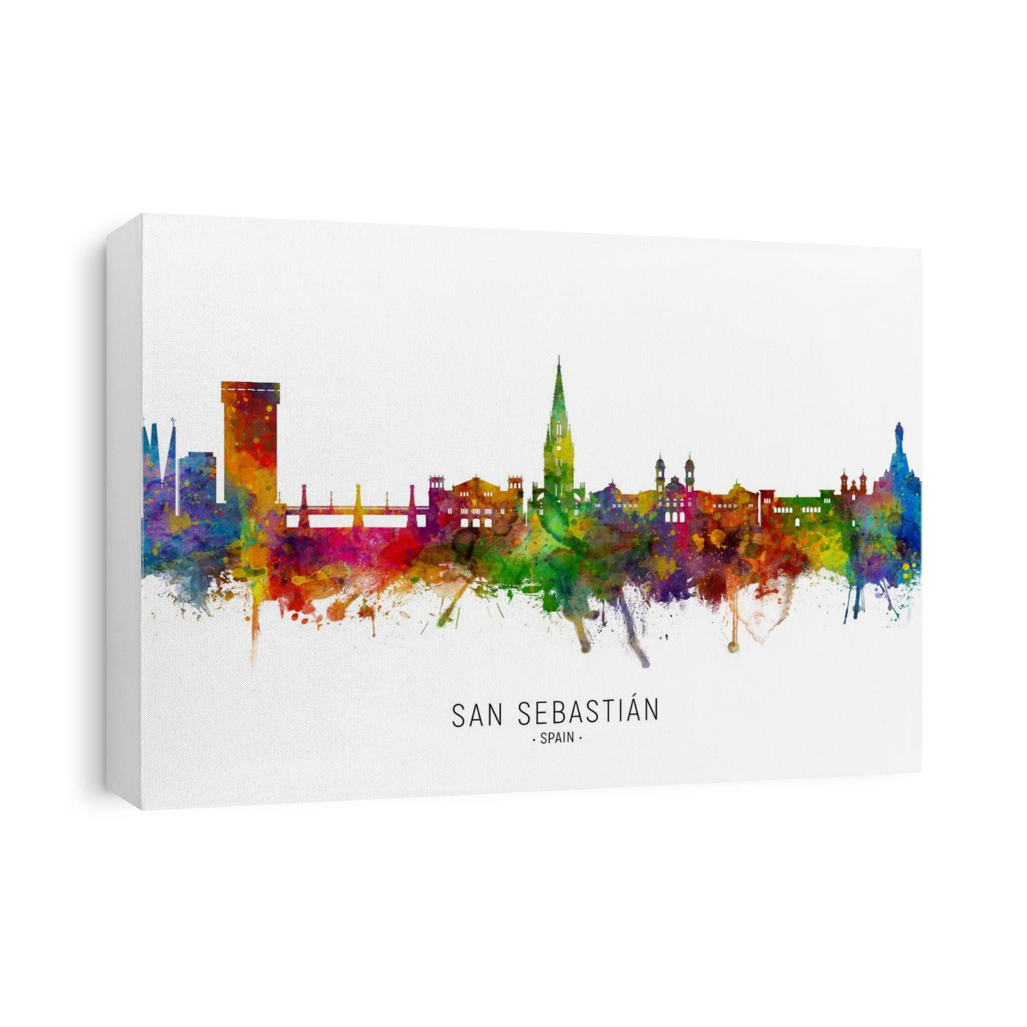 Watercolor art print of the skyline of San Sebastián, Spain