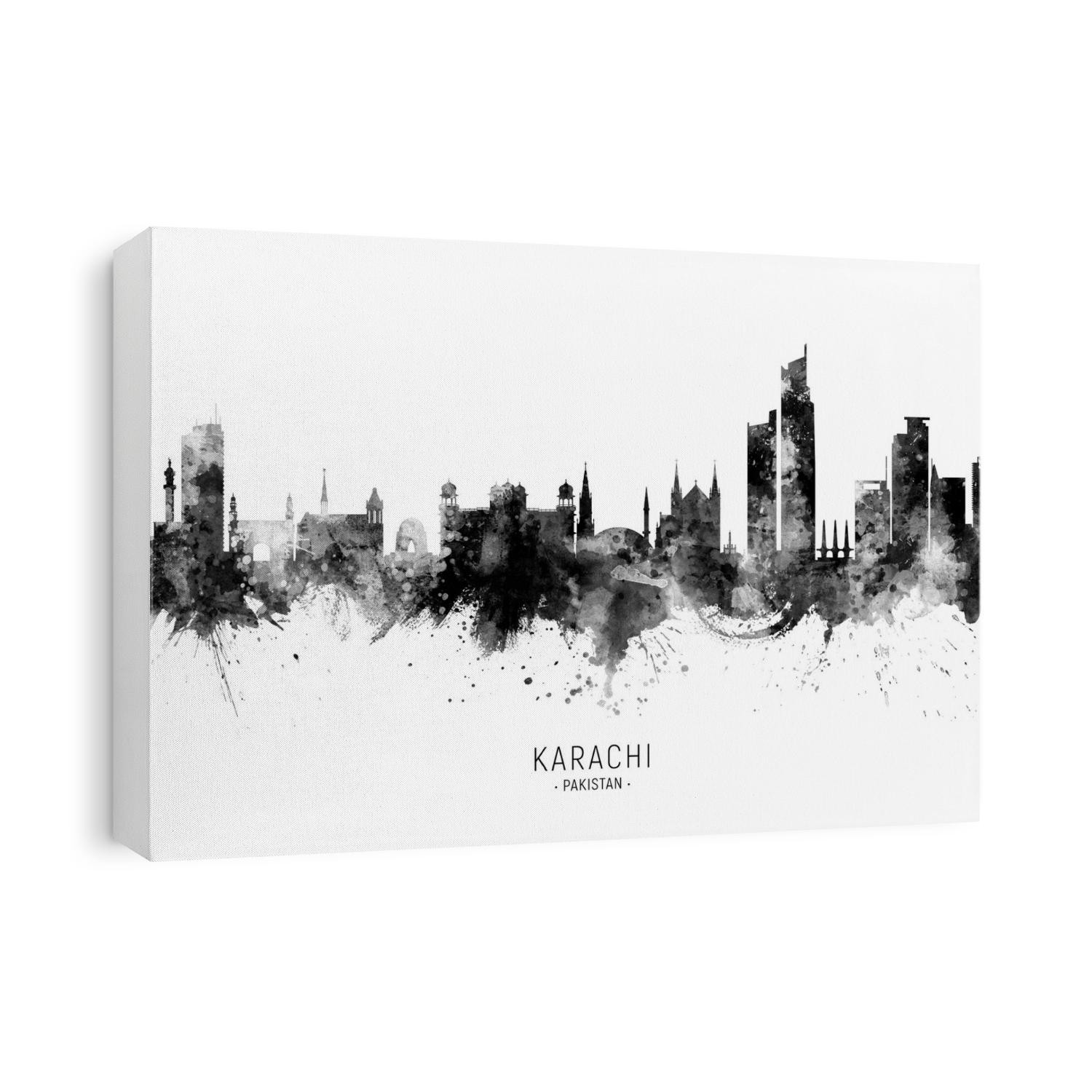 Watercolor art print of the skyline of Karachi, Pakistan
