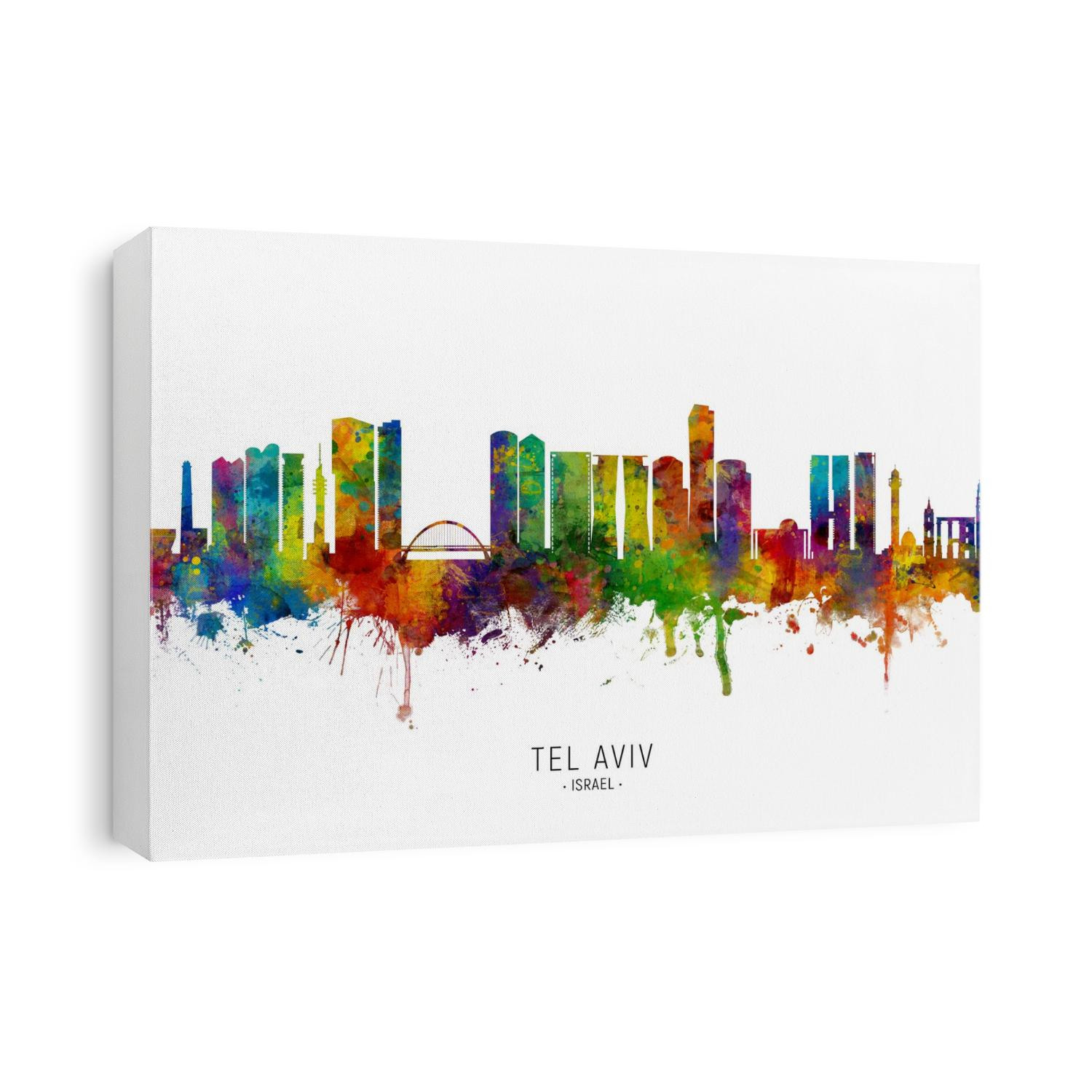 Watercolor art print of the skyline of Tel Aviv, Israel