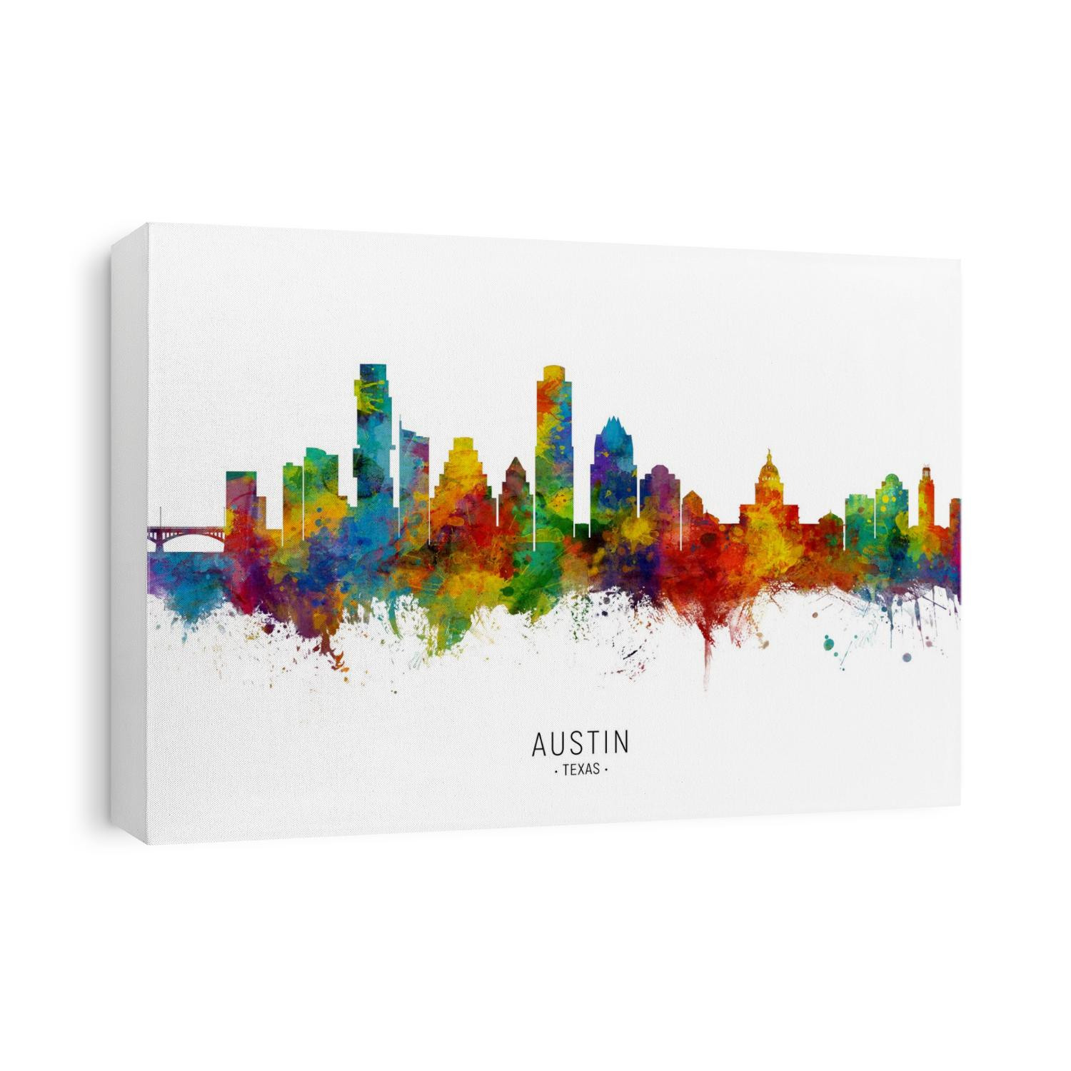 Watercolor art print of the skyline of Austin, Texas, United States