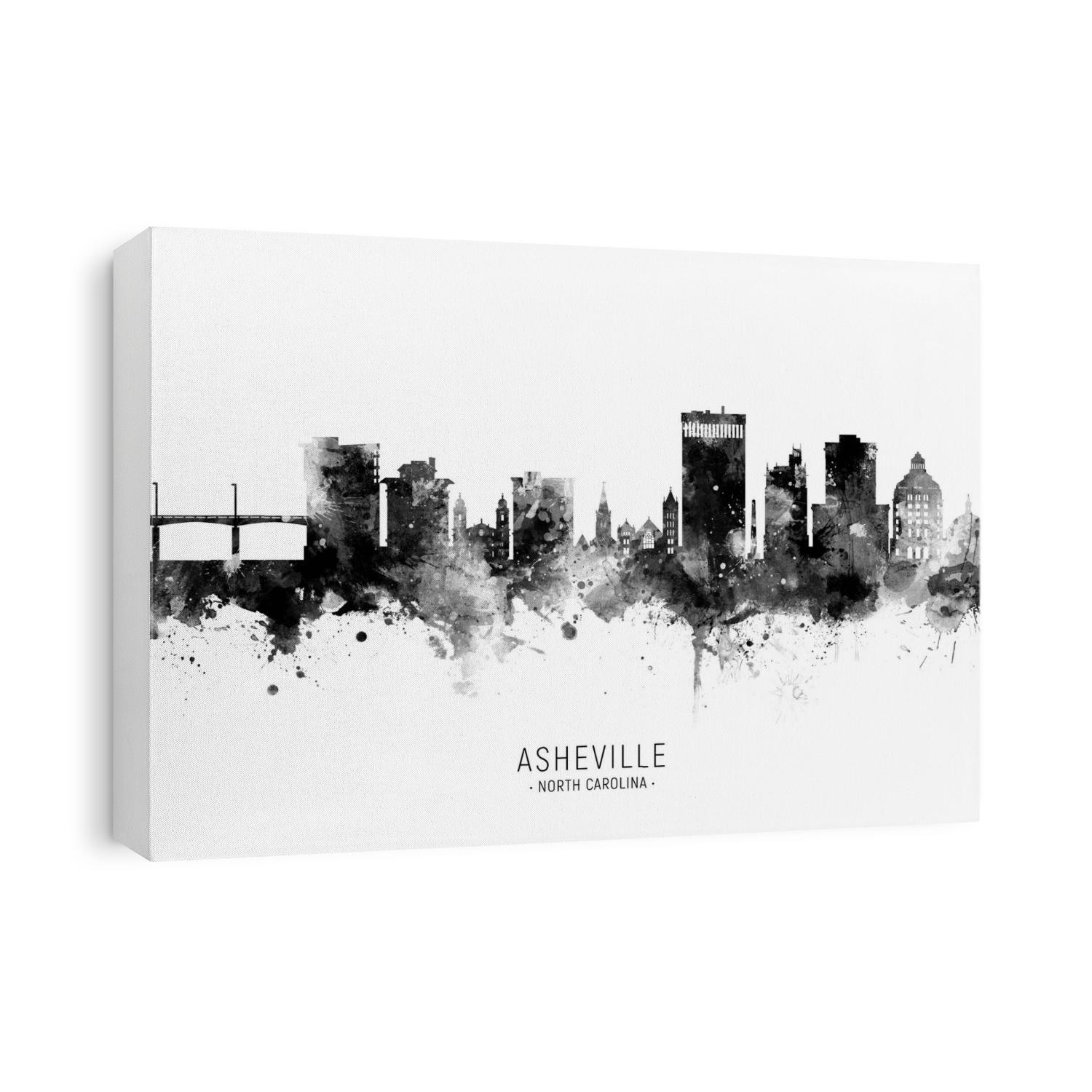Watercolor art print of the skyline of Asheville, North Carolina, United States
