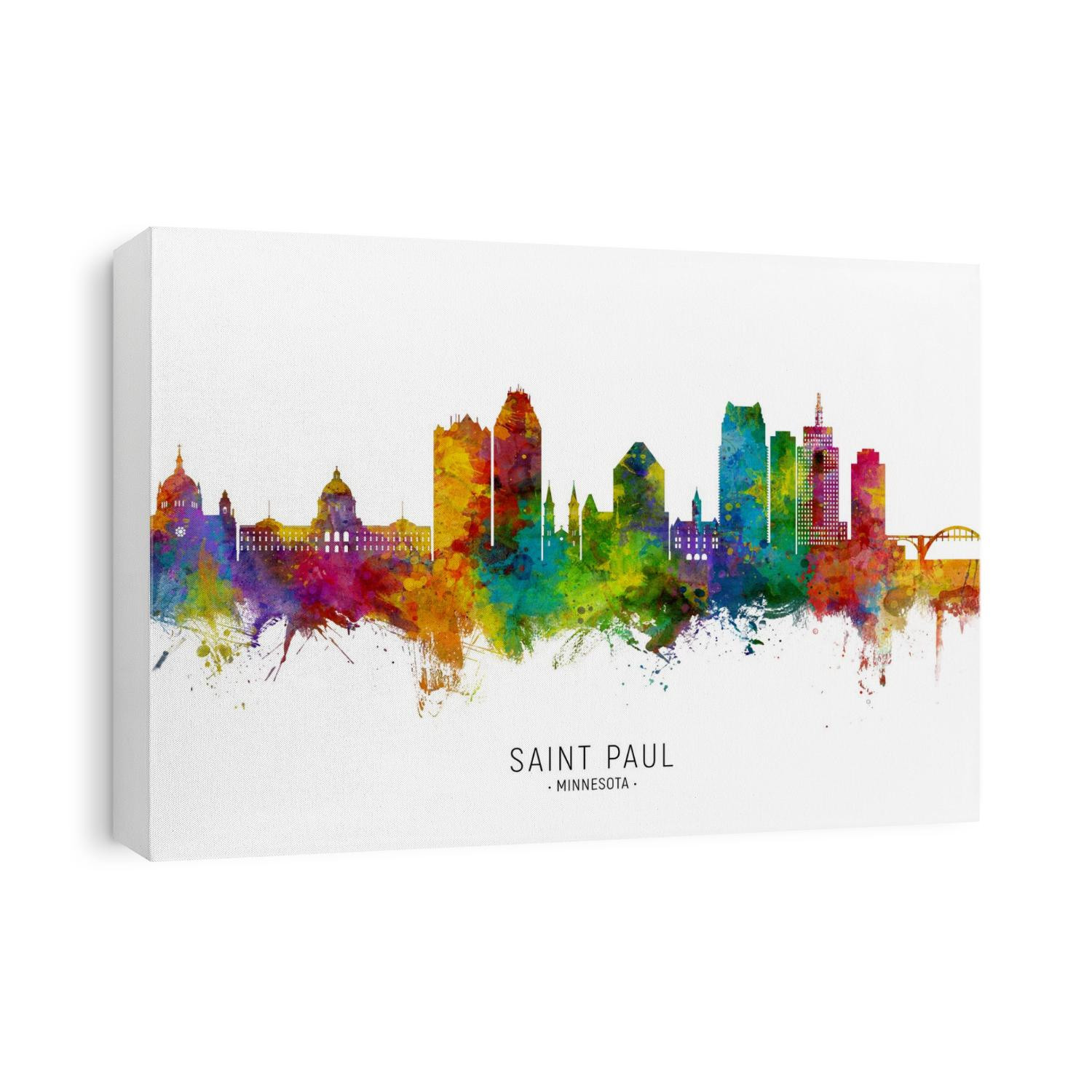 Watercolor art print of the skyline of Saint Paul, Minnesota, United States