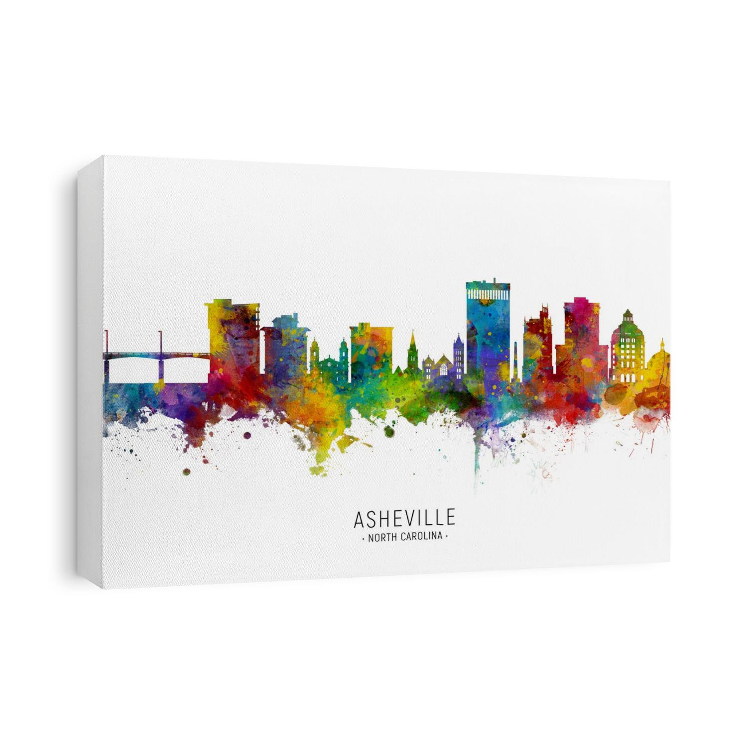 Watercolor art print of the skyline of Asheville, North Carolina, United States
