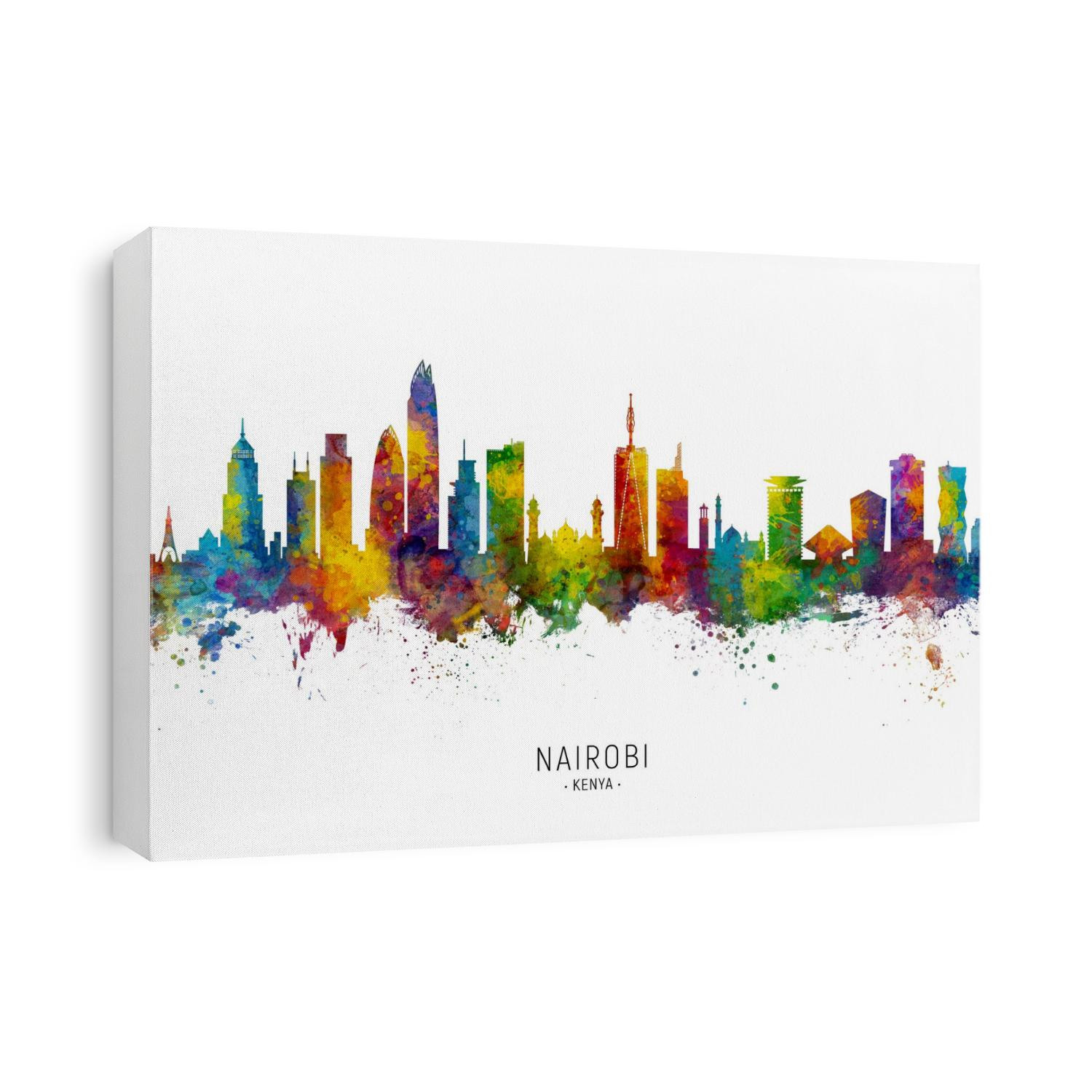 Watercolor art print of the skyline of Nairobi, Kenya