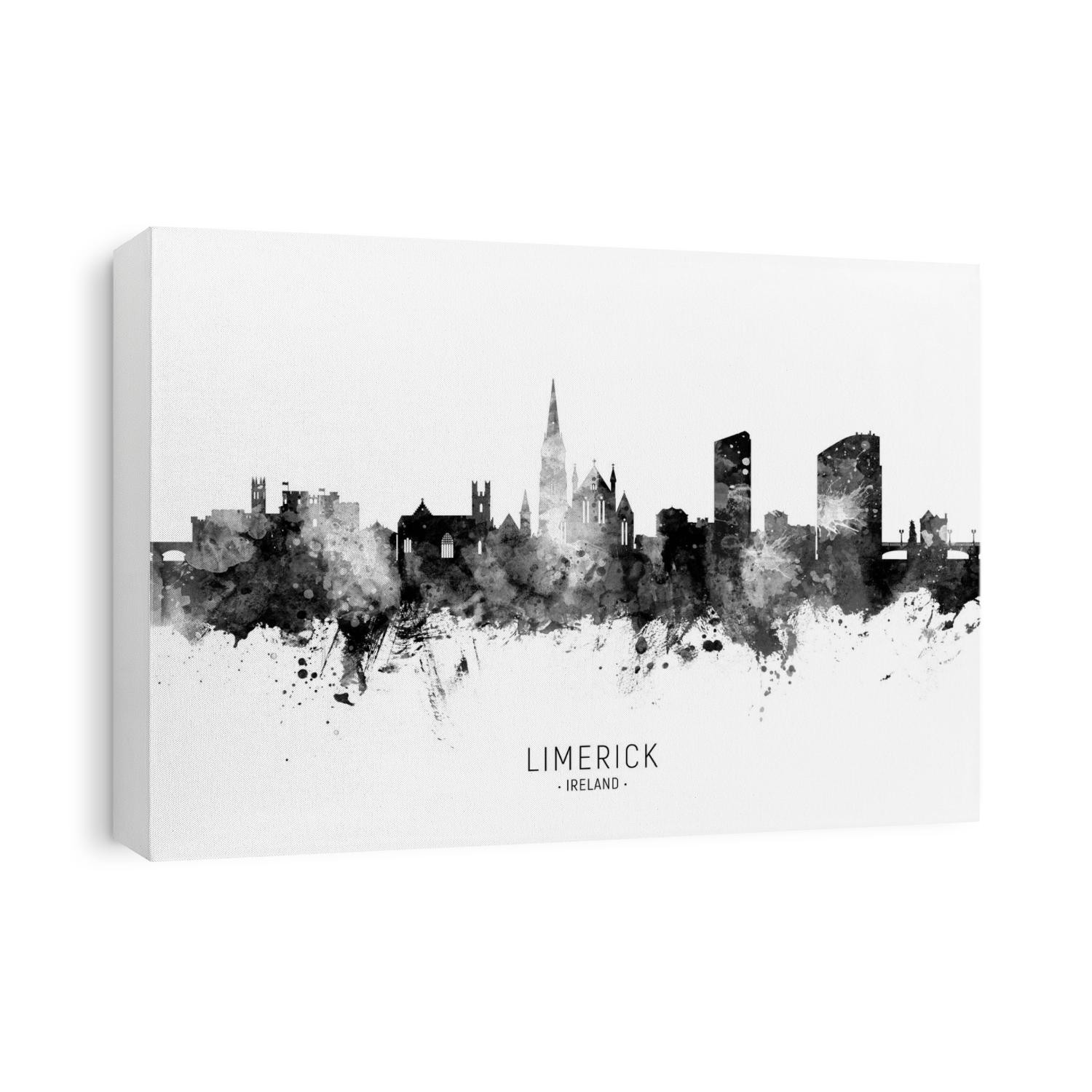 Watercolor art print of the skyline of Limerick, Ireland