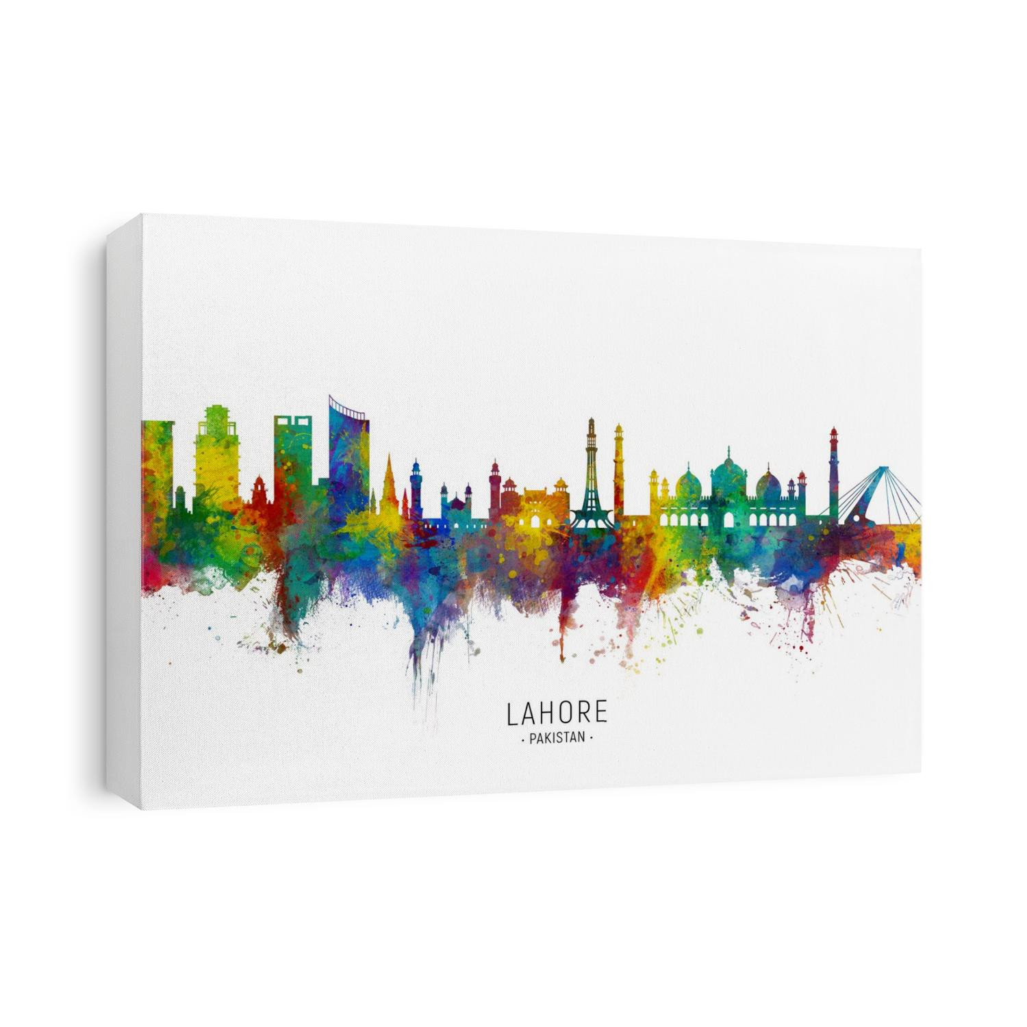 Watercolor art print of the skyline of Lahore, Pakistan