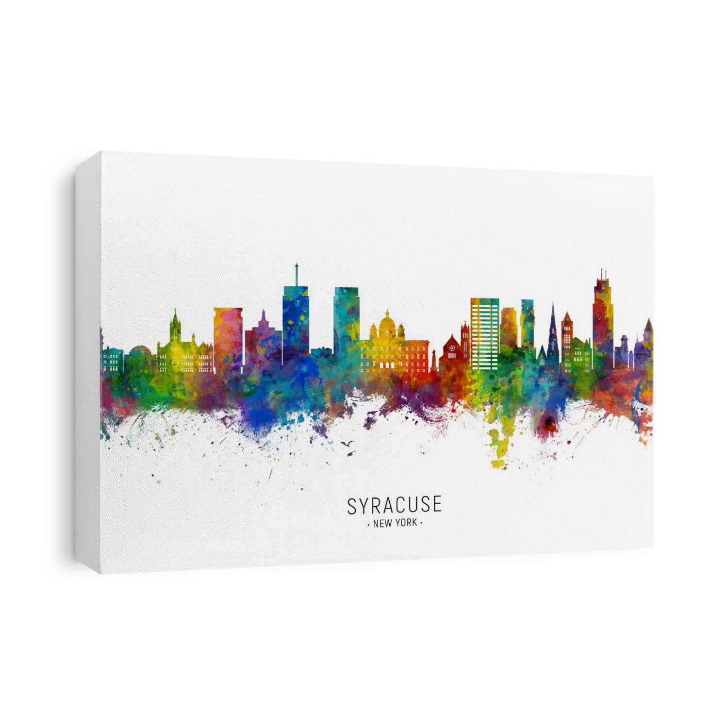 Watercolor art print of the skyline of Syracuse, Kansas, United States