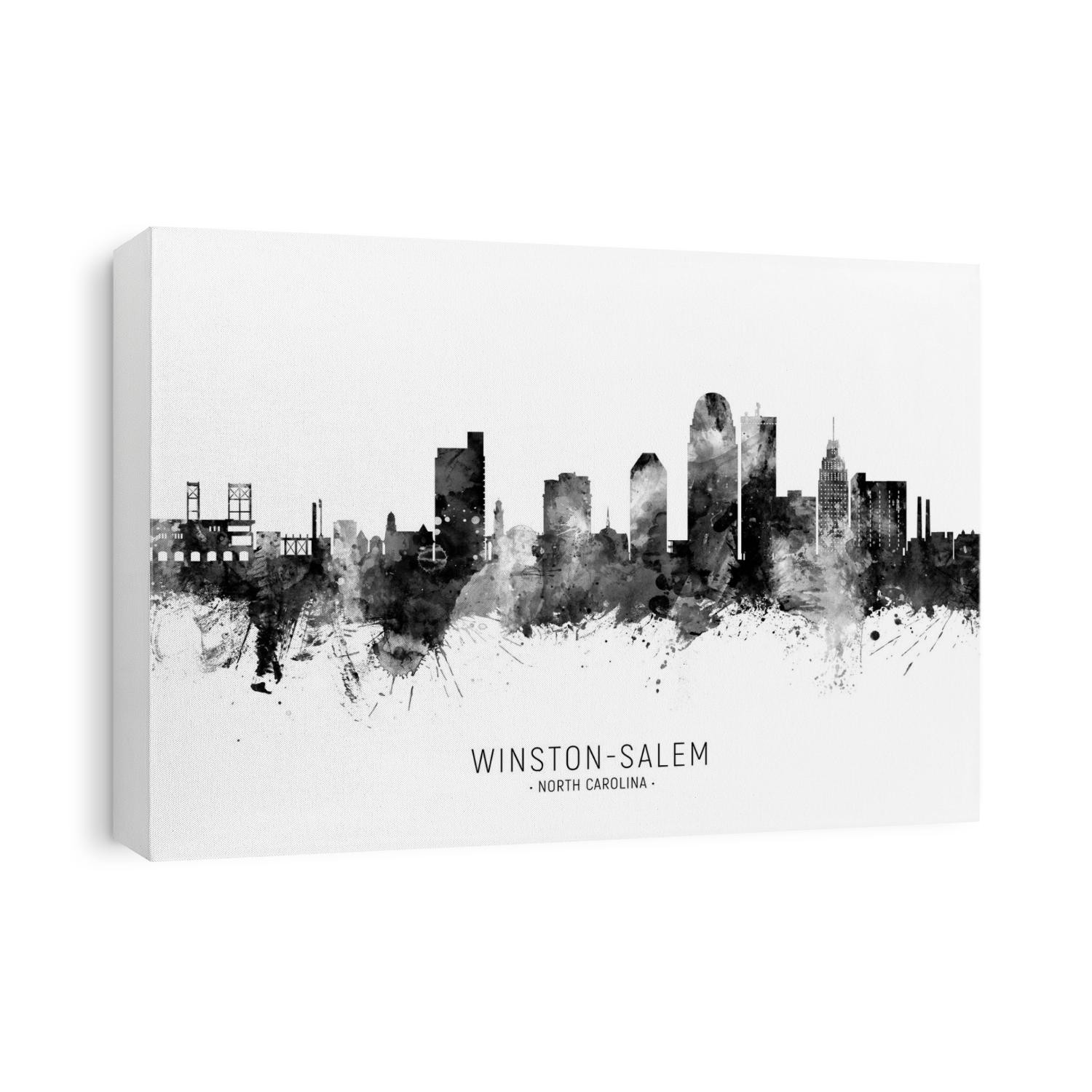 Watercolor art print of the skyline of Winston-Salem, North Carolina