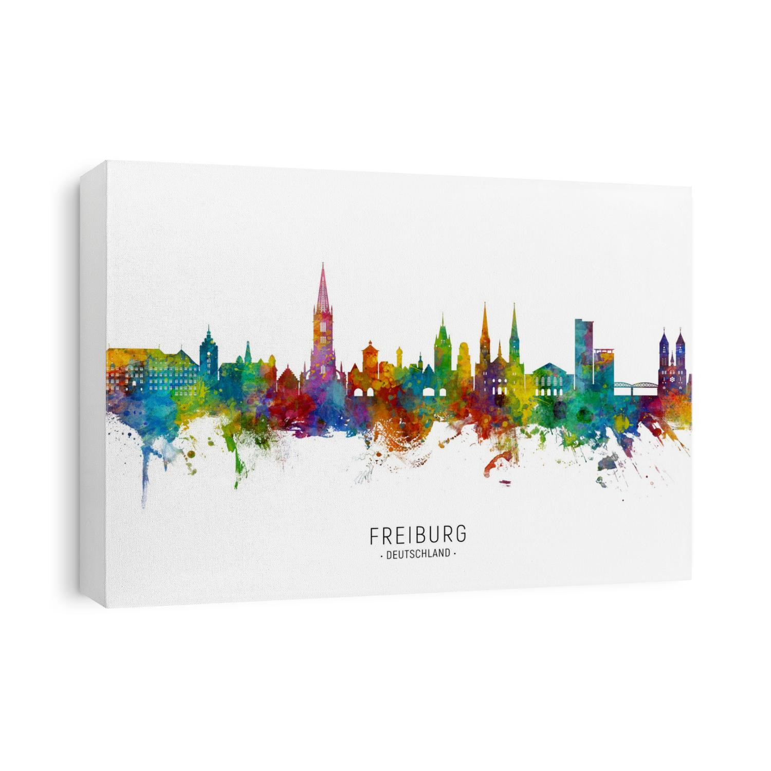 Watercolor art print of the skyline of Freiburg, Germany