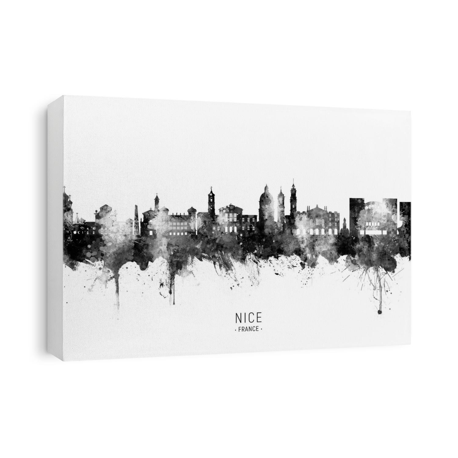 Watercolor art print of the skyline of Nice, France