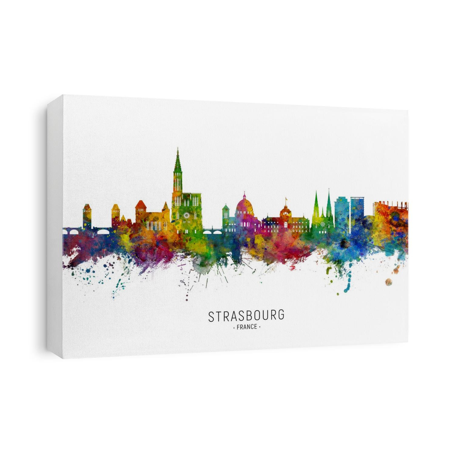 Watercolor art print of the skyline of Strasbourg, France