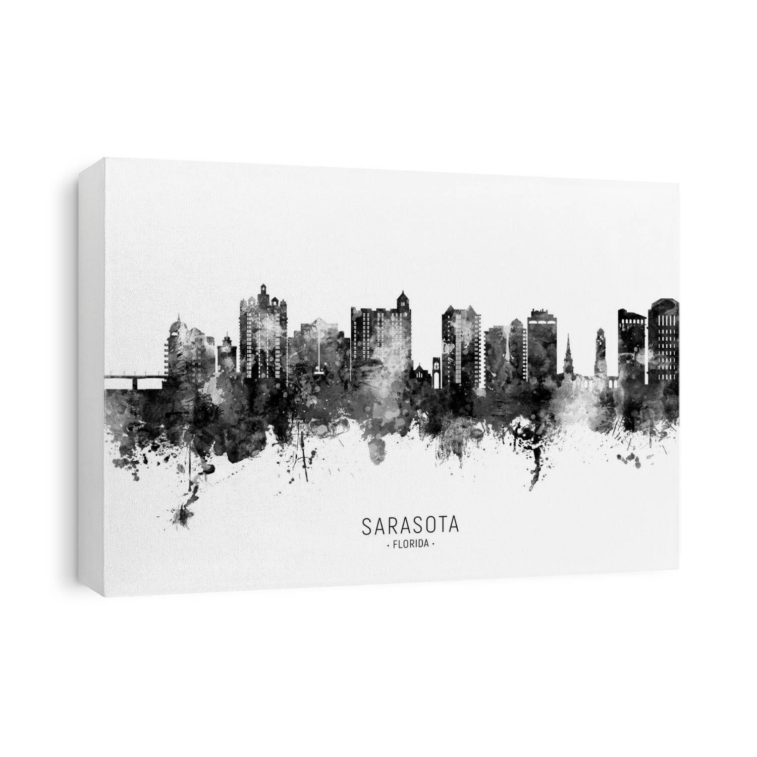Watercolor art print of the skyline of Sarasota, Florida, United States