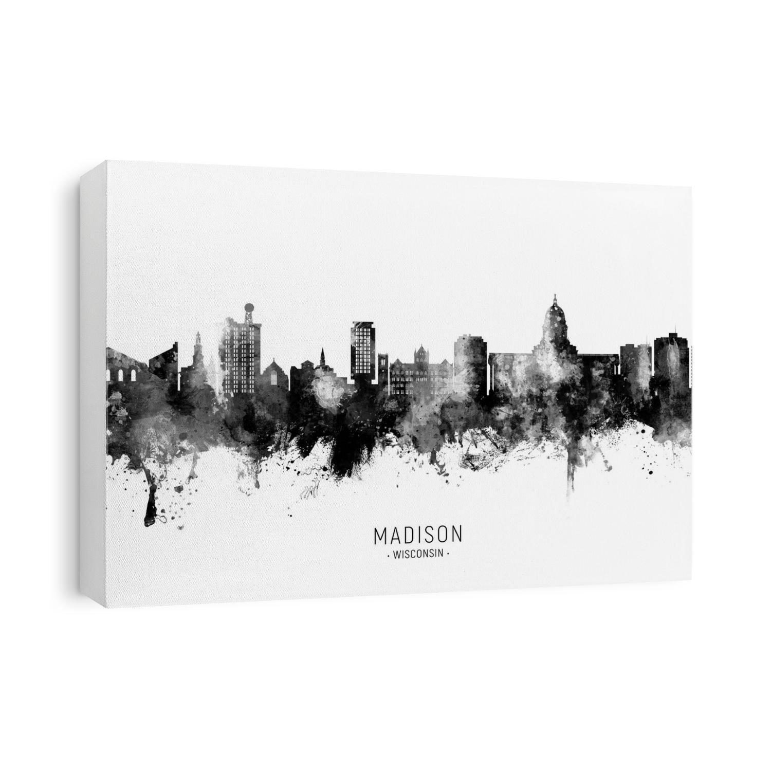 Watercolor art print of the skyline of Madison, Wisconsin, United States