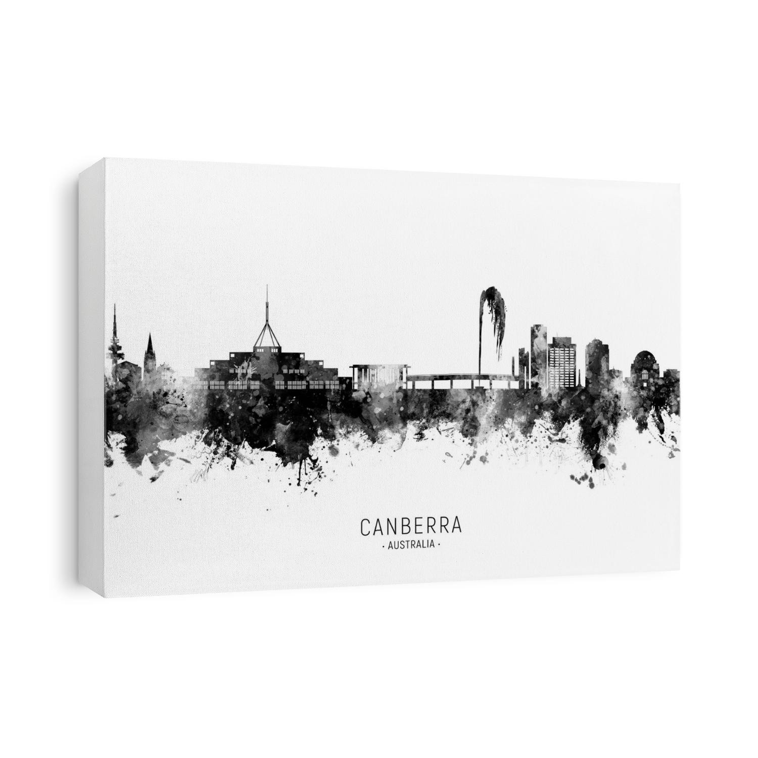 Watercolor art print of the skyline of Canberra, Australia