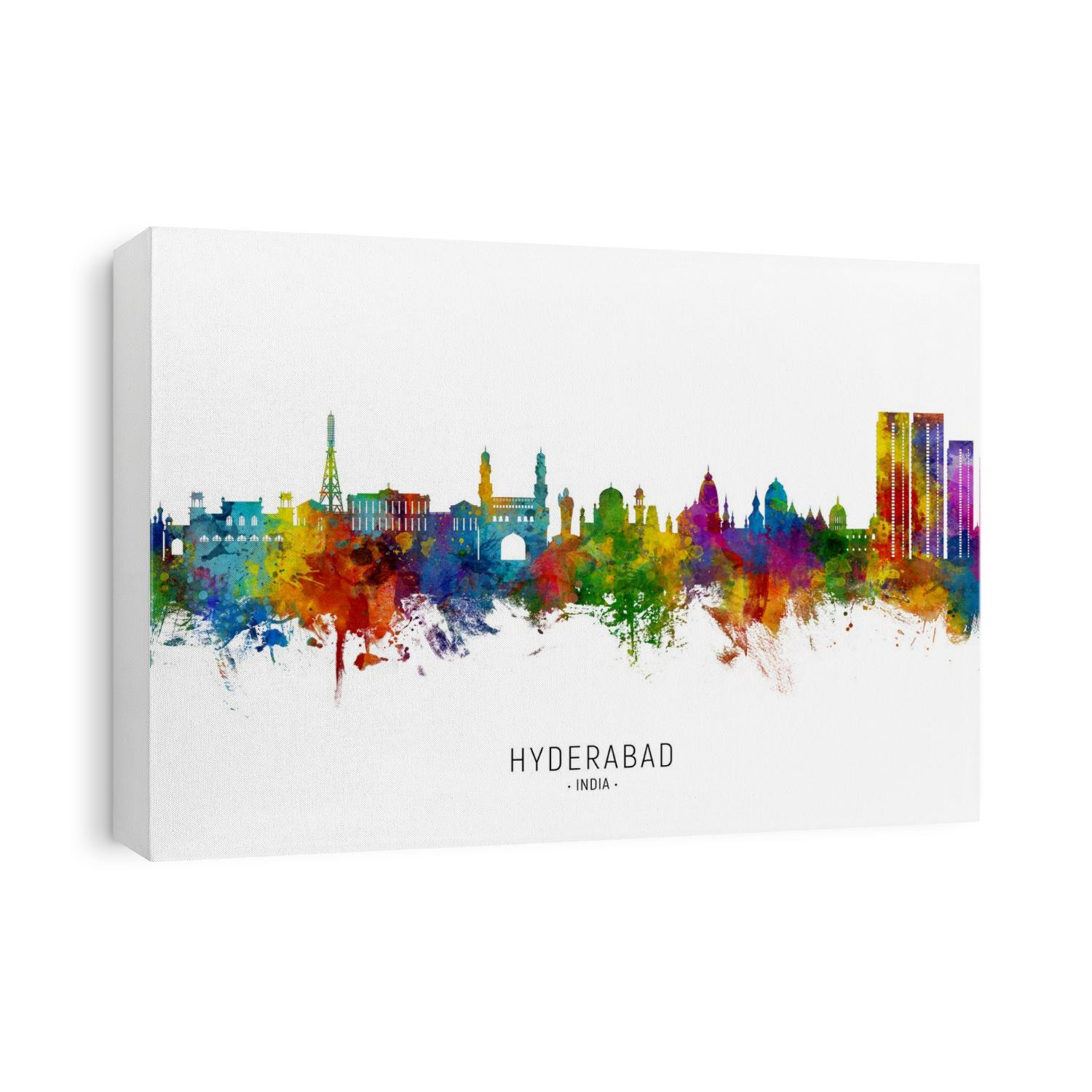 Watercolor art print of the skyline of Hyderabad, India