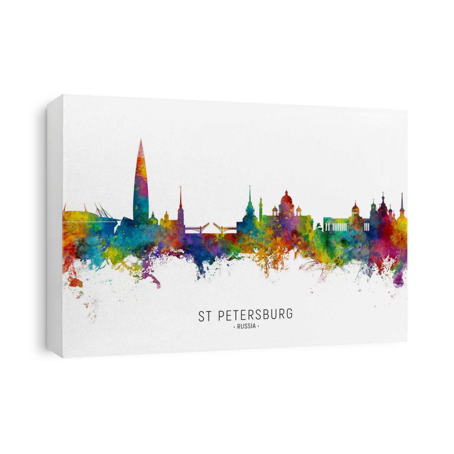Watercolor art print of the skyline of St Petersburg, Russia