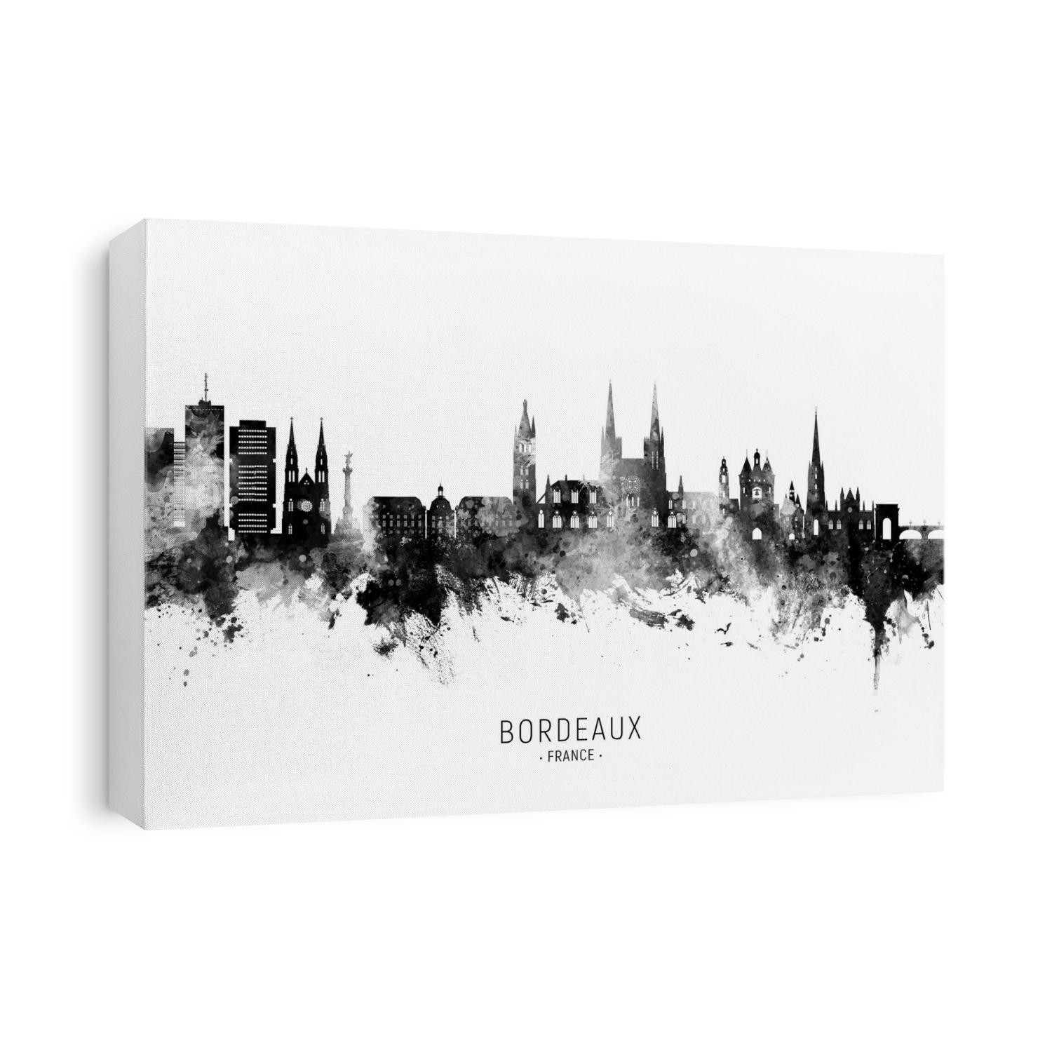 Watercolor art print of the skyline of Bordeaux, France
