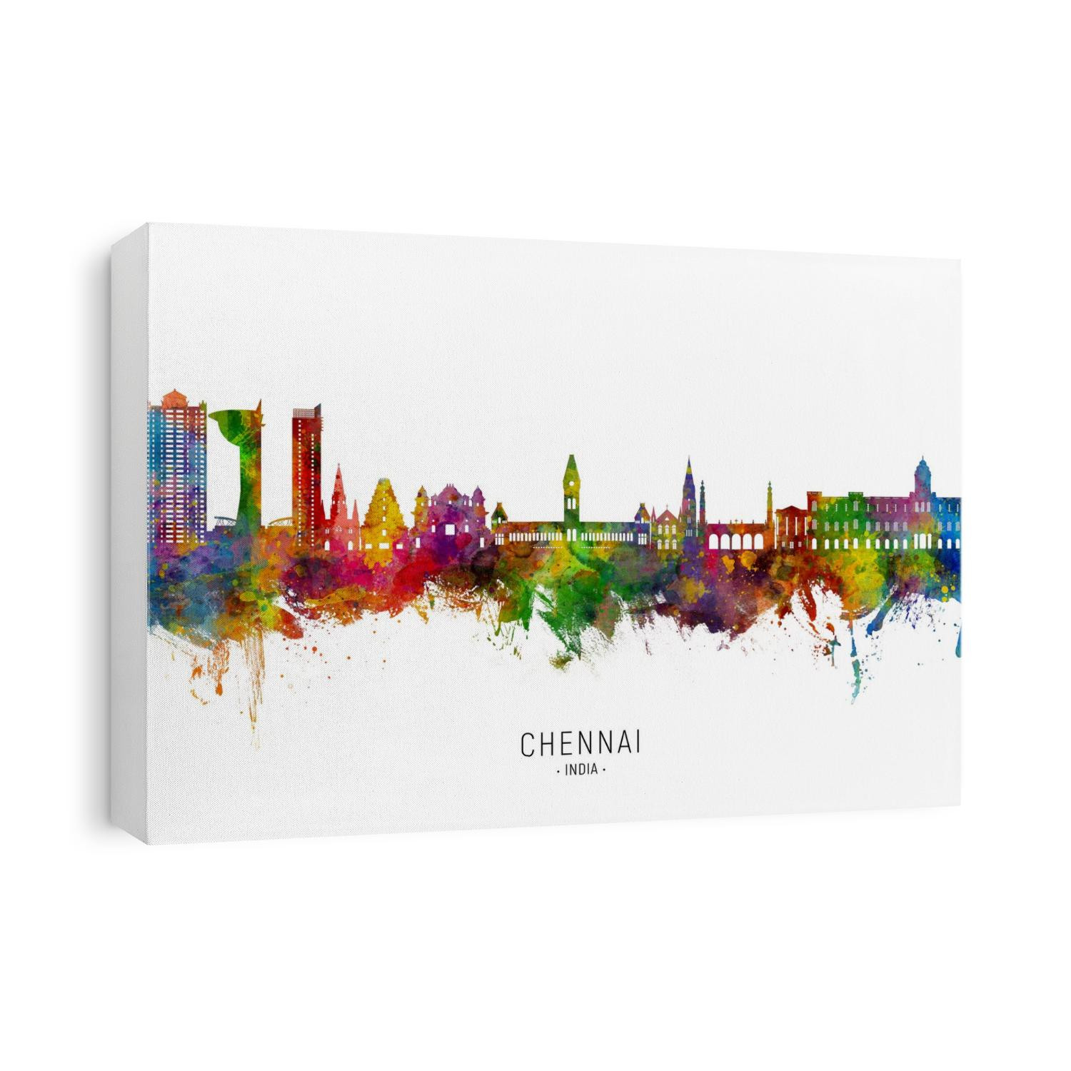 Watercolor art print of the skyline of Chennai, India