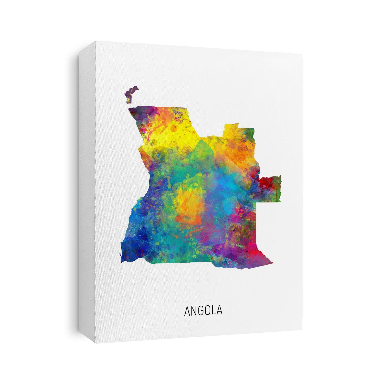 A watercolor map of Angola