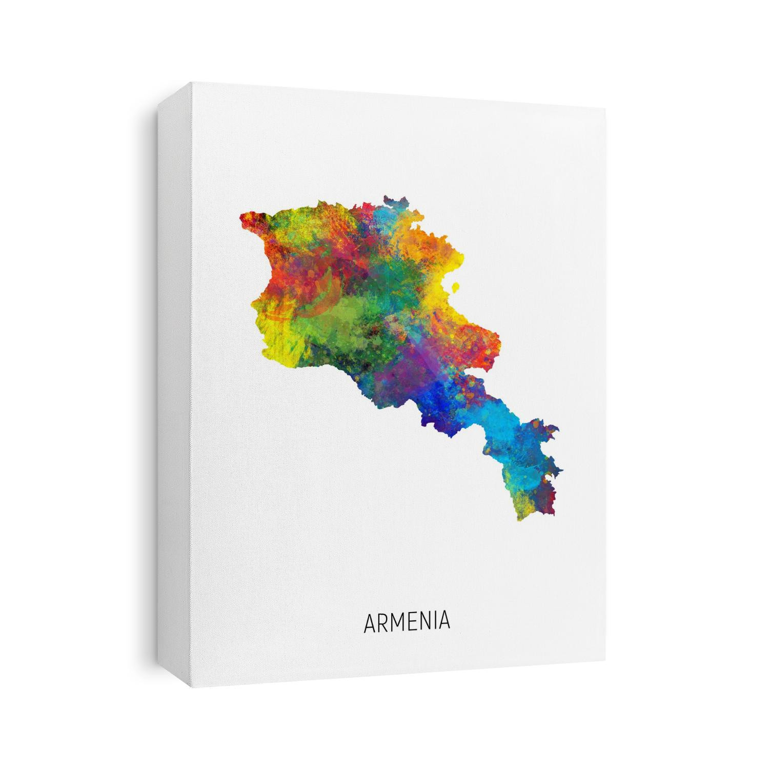 A watercolor map of Armenia