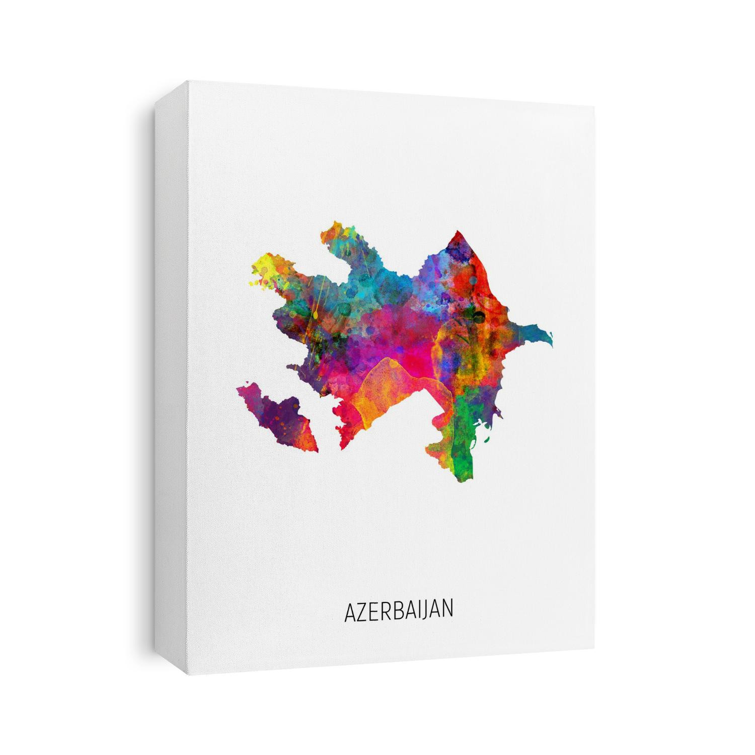 A watercolor map of Azerbaijan