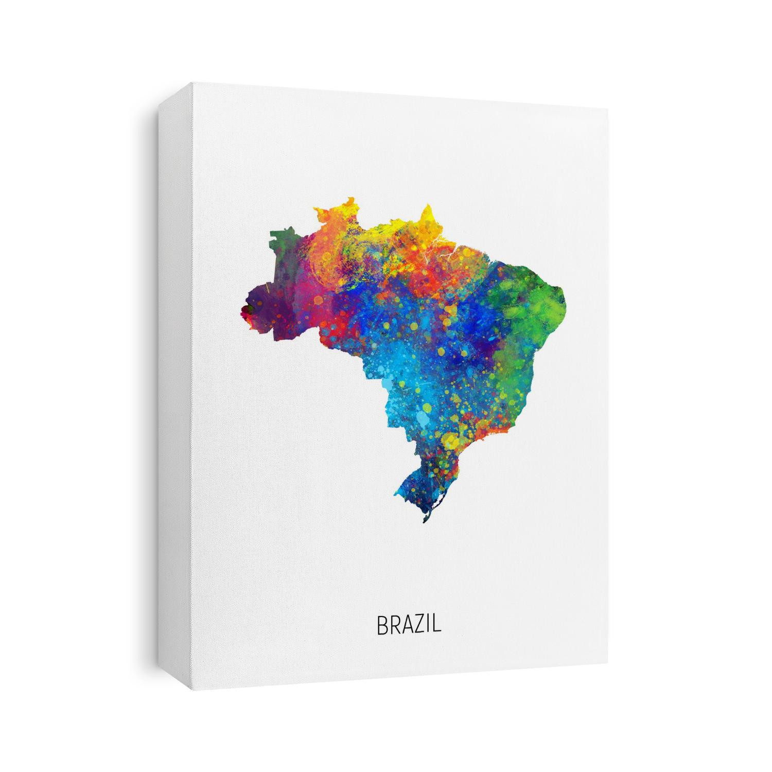A watercolor map of Brazil