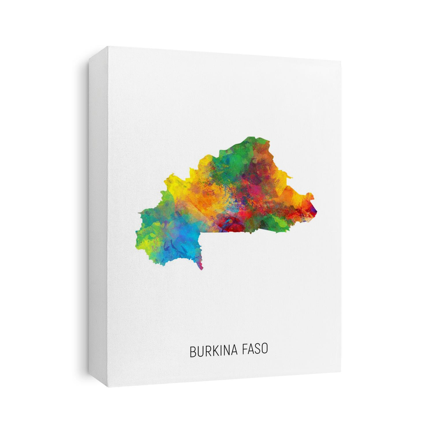 A watercolor map of Burkina Faso