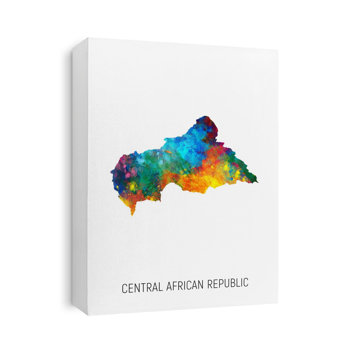 A watercolor map of Central African Republic