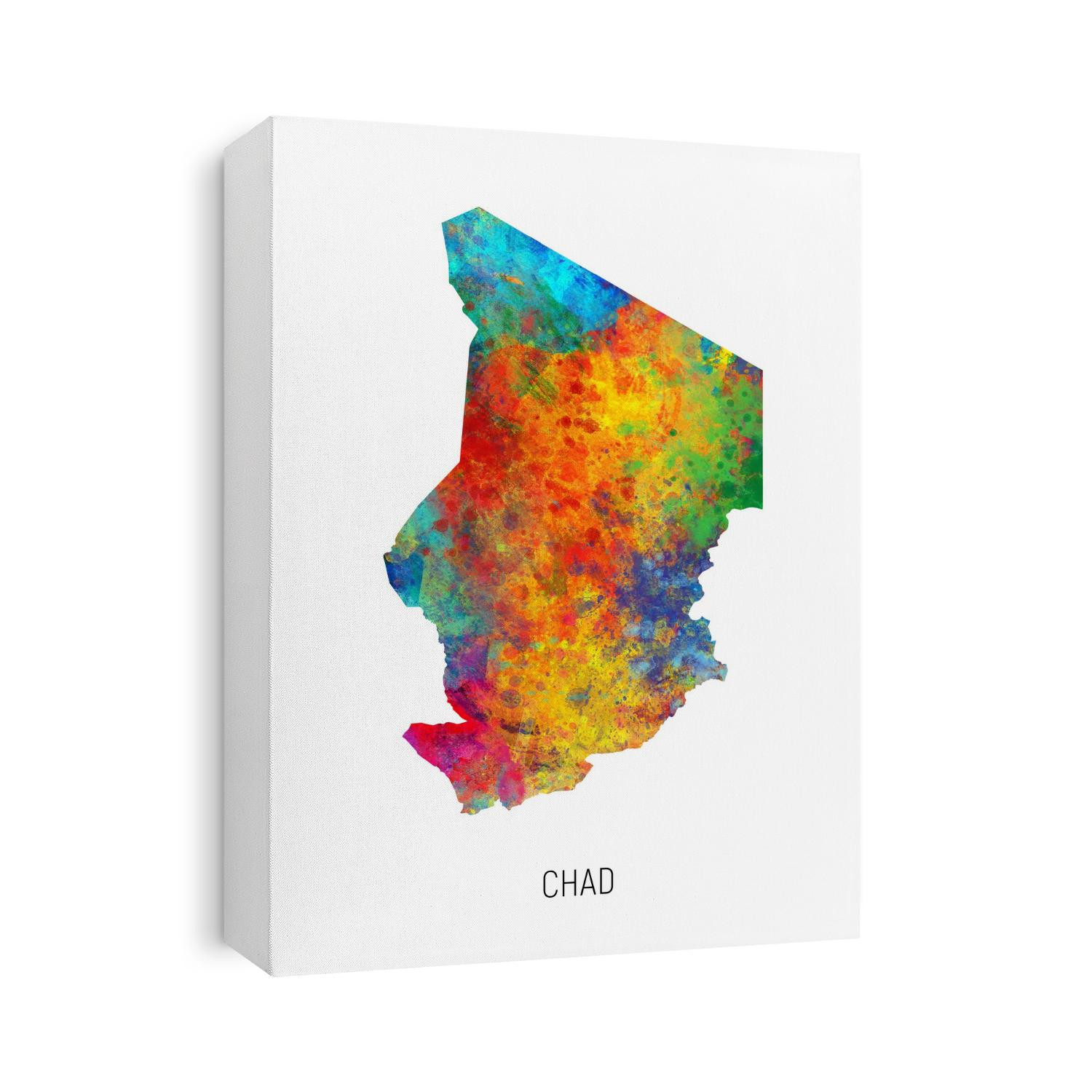 A watercolor map of Chad
