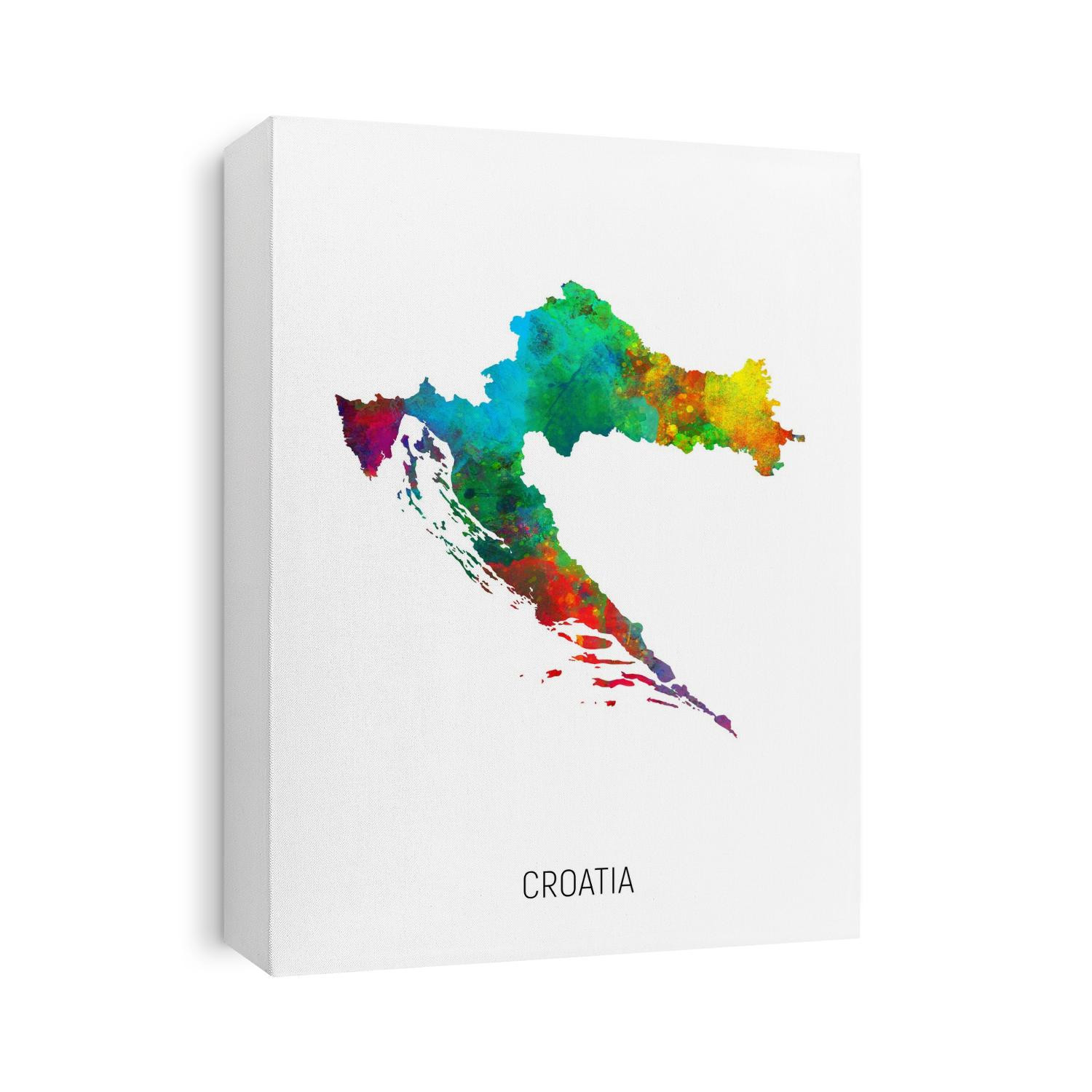 A watercolor map of Croatia