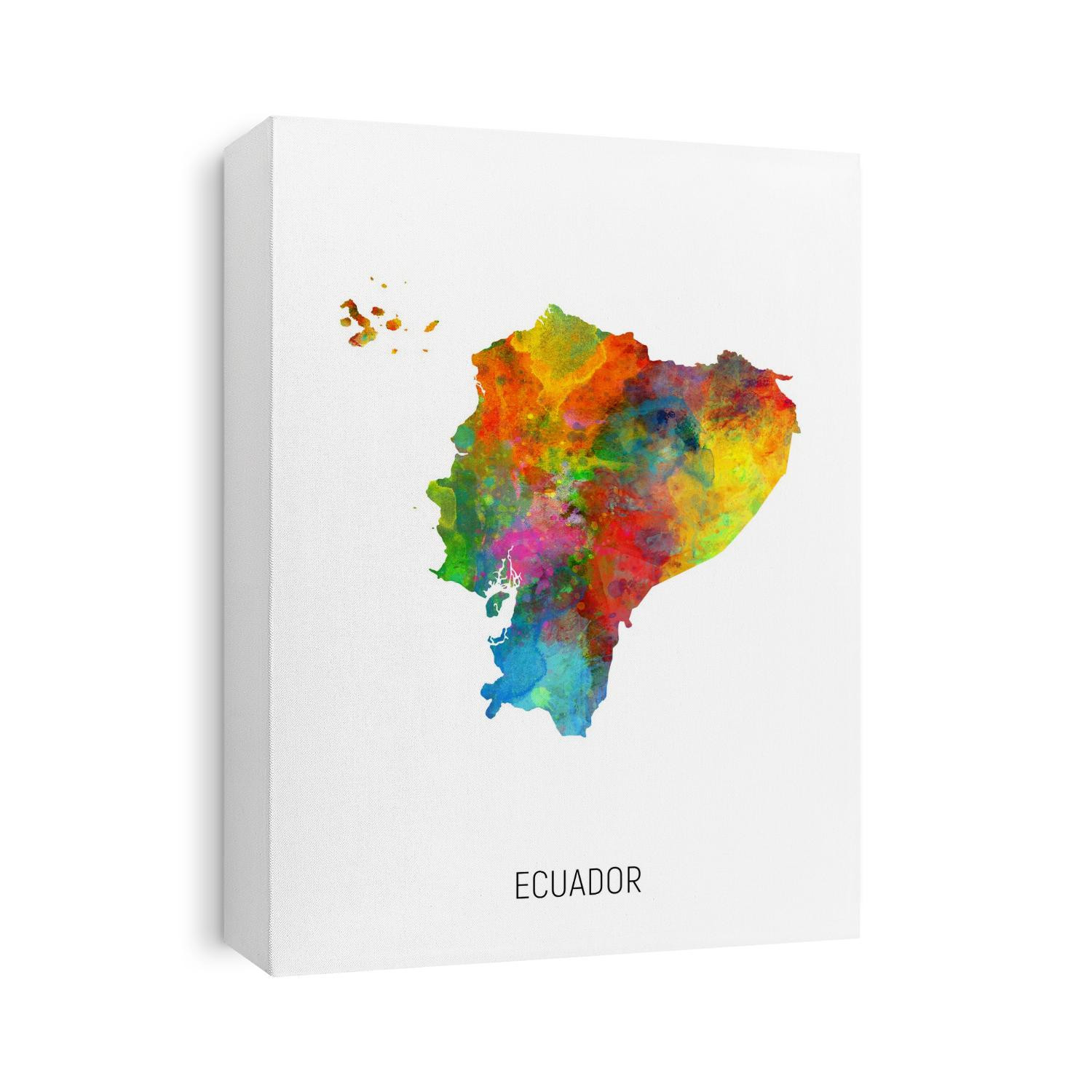 A watercolor map of Ecuador