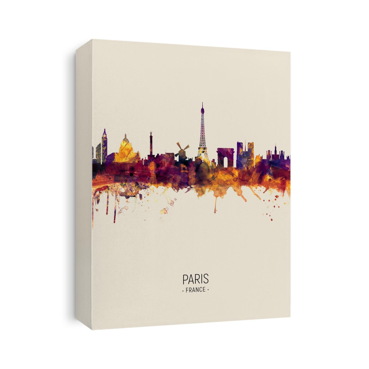 Watercolor art print of the skyline of Paris, France