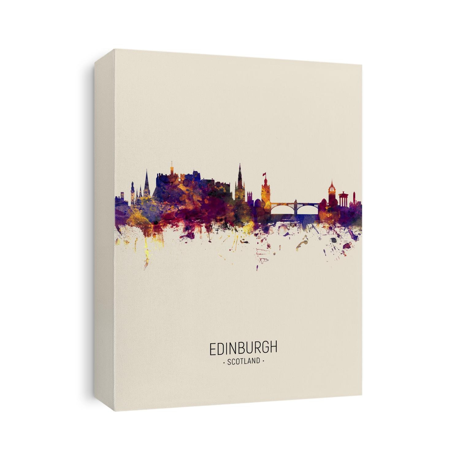 Watercolor art print of the skyline of Edinburgh, Scotland, United Kingdom