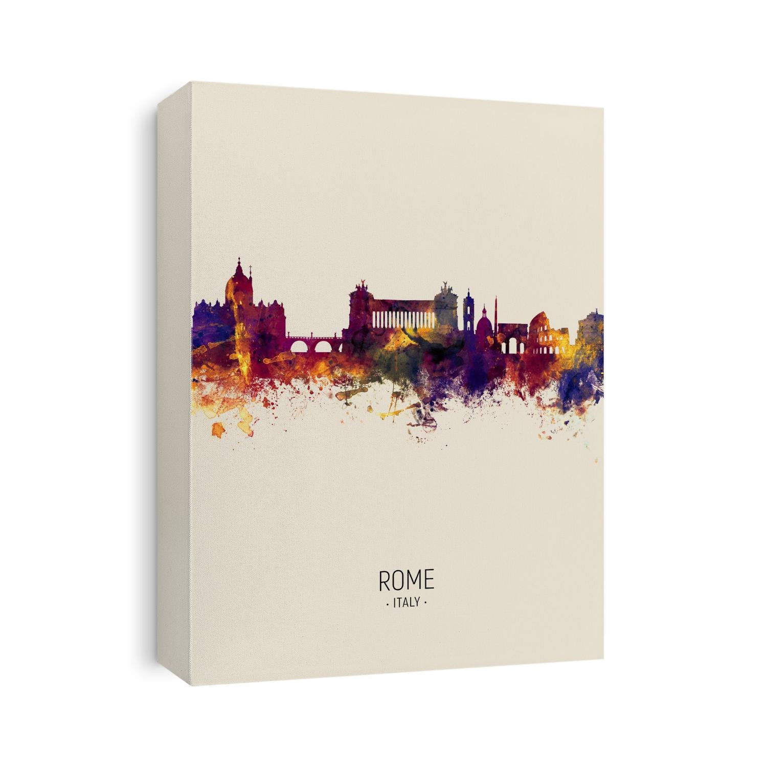 Watercolor art print of the skyline of Rome, Italy
