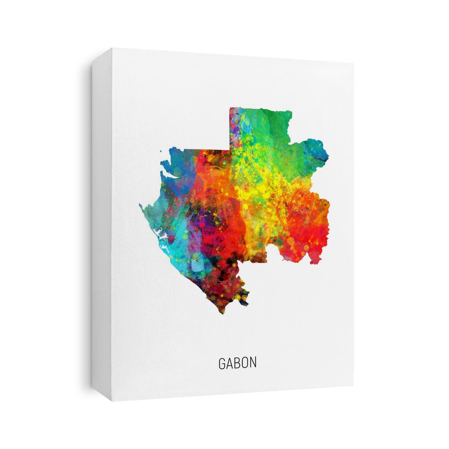 A watercolor map of Gabon