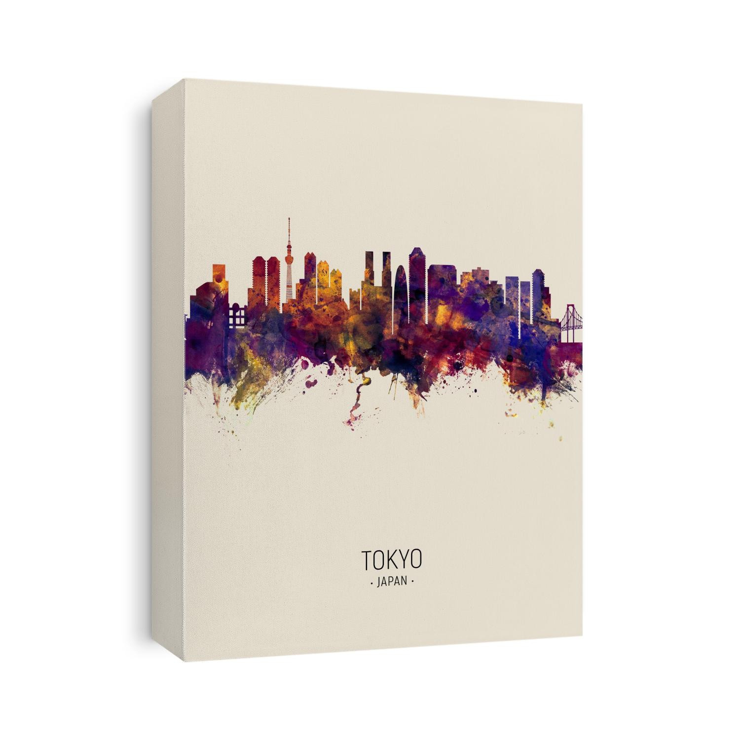 Watercolor art print of the skyline of Tokyo, Japan