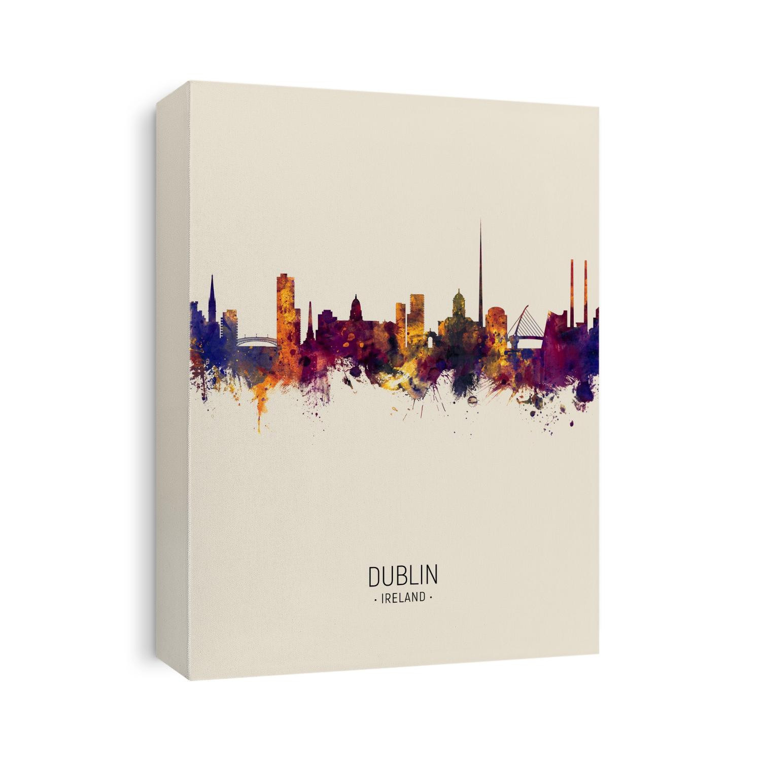 Watercolor art print of the skyline of Dublin, Ireland