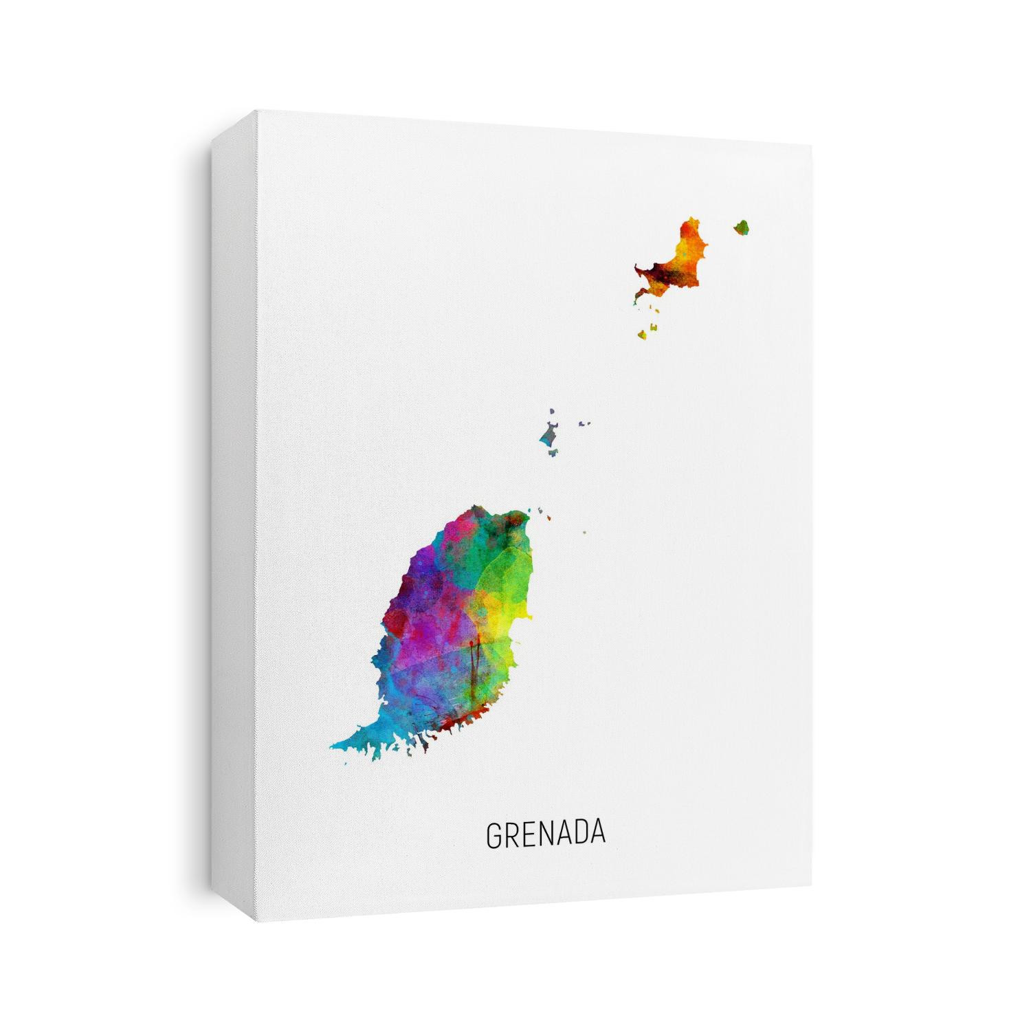 A watercolor map of Grenada