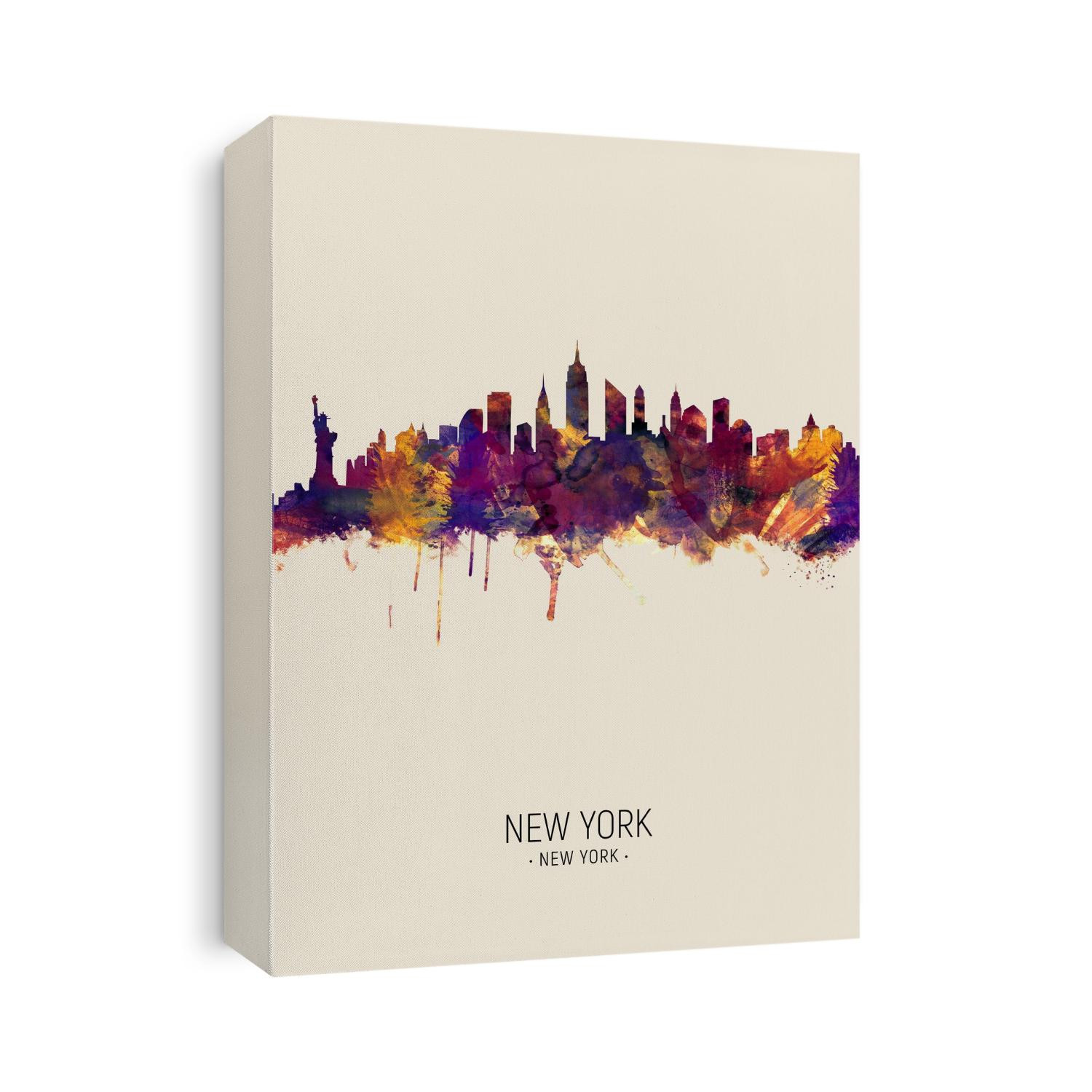 Watercolor art print of the skyline of New York City, United States