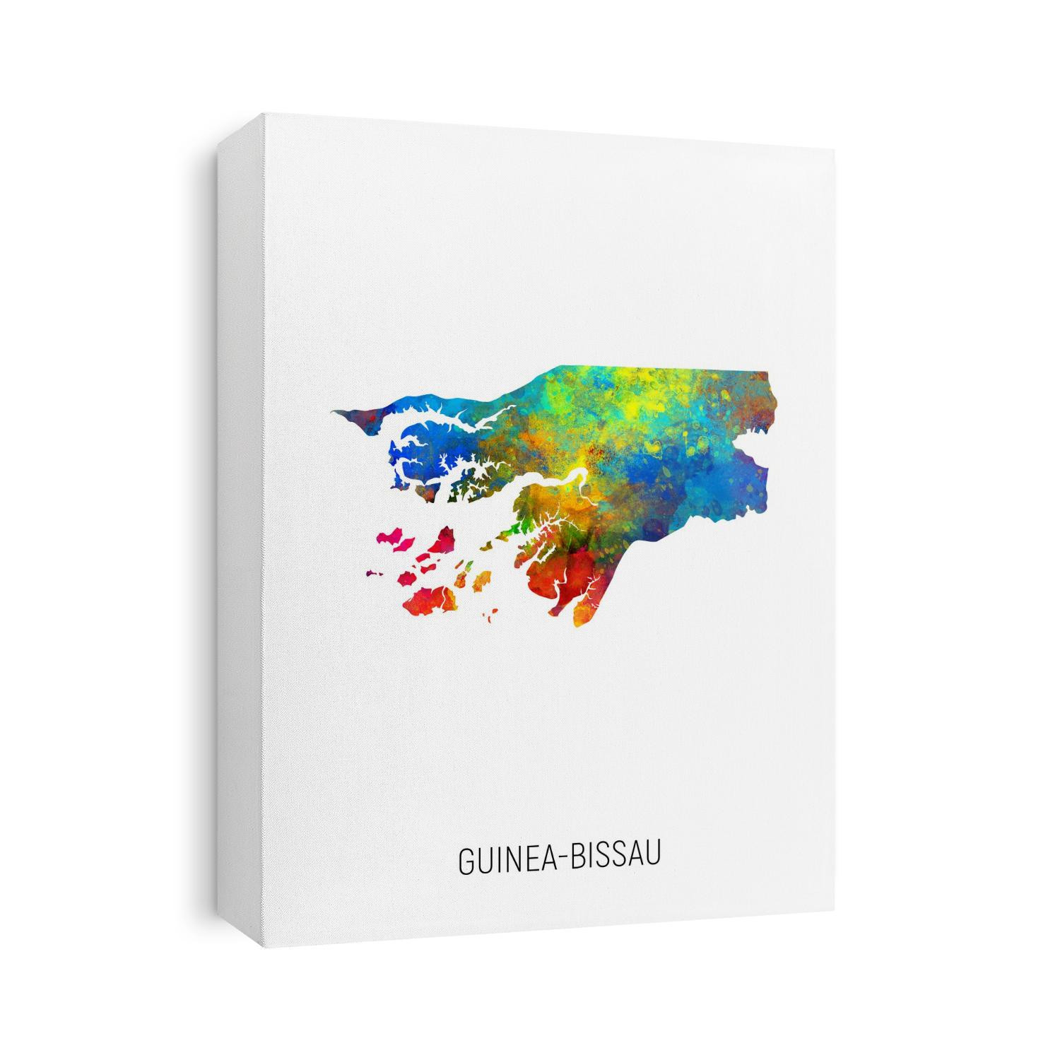 A watercolor map of Guinea-Bissau