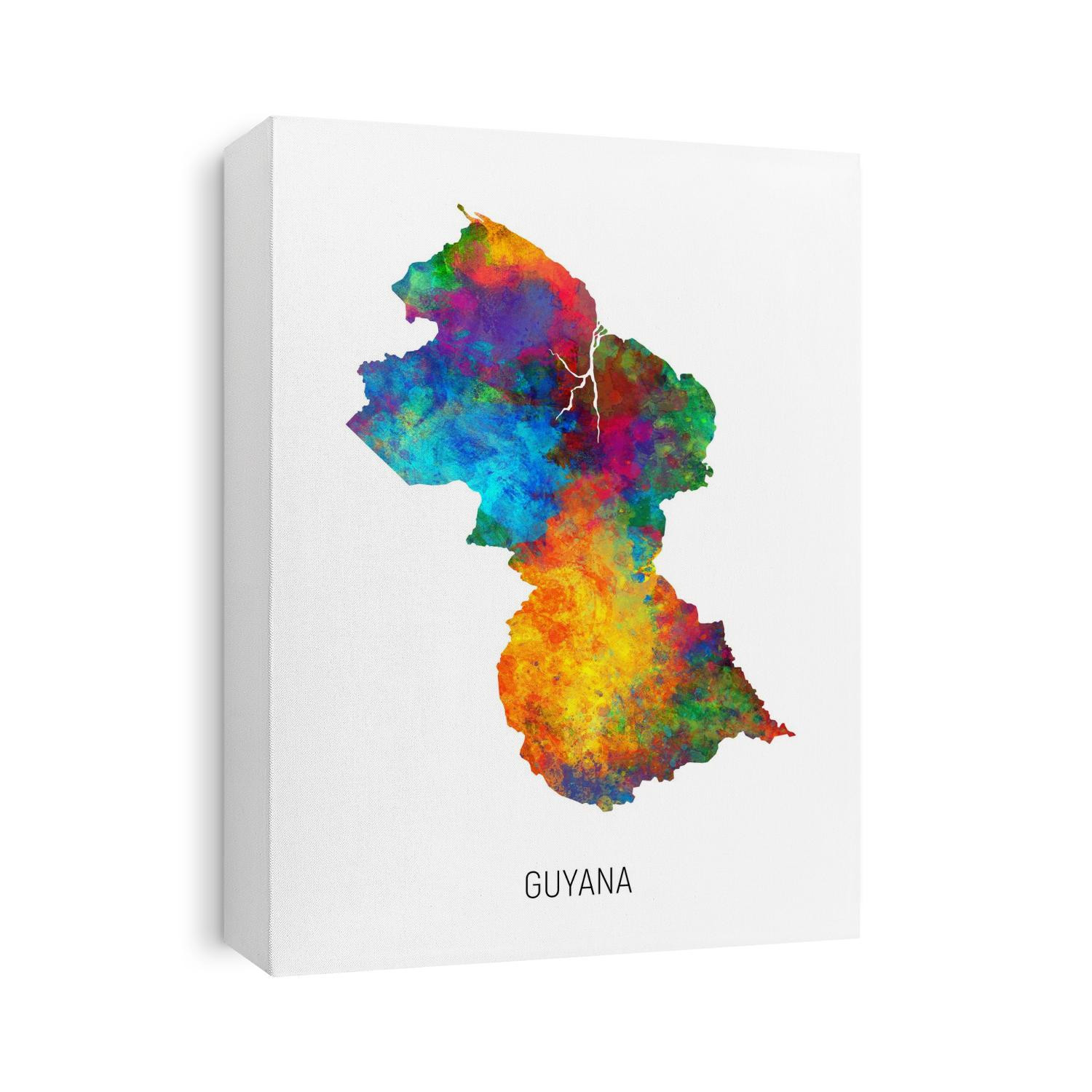 A watercolor map of Guyana