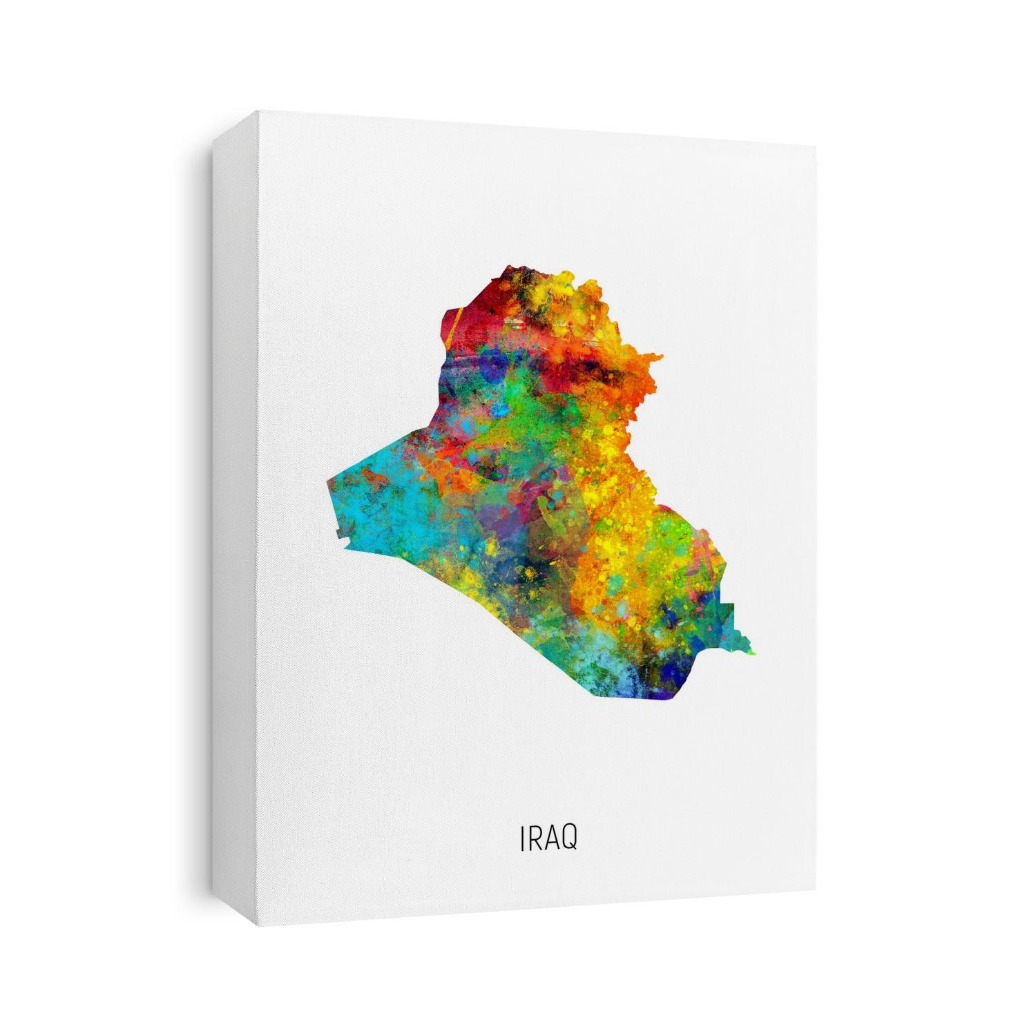 A watercolor map of Iraq
