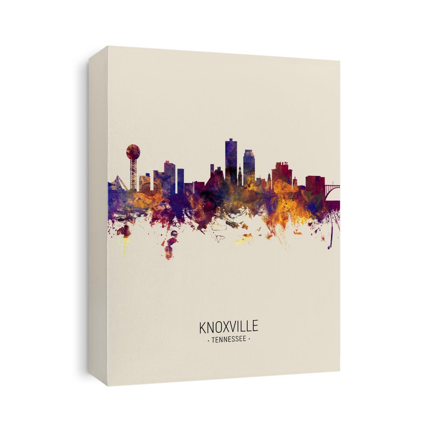 Watercolor art print of the skyline of Knoxville, Tennessee, United States