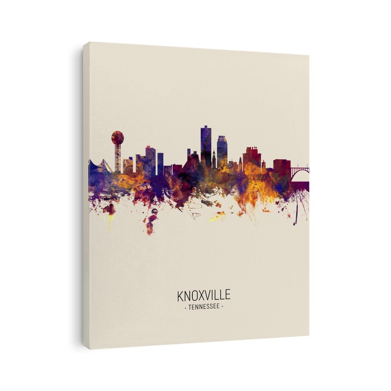 Watercolor art print of the skyline of Knoxville, Tennessee, United States