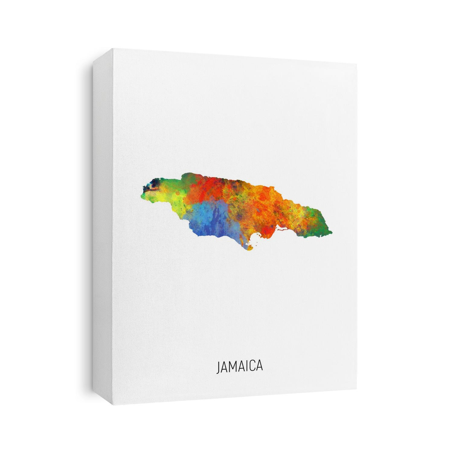 A watercolor map of Jamaica